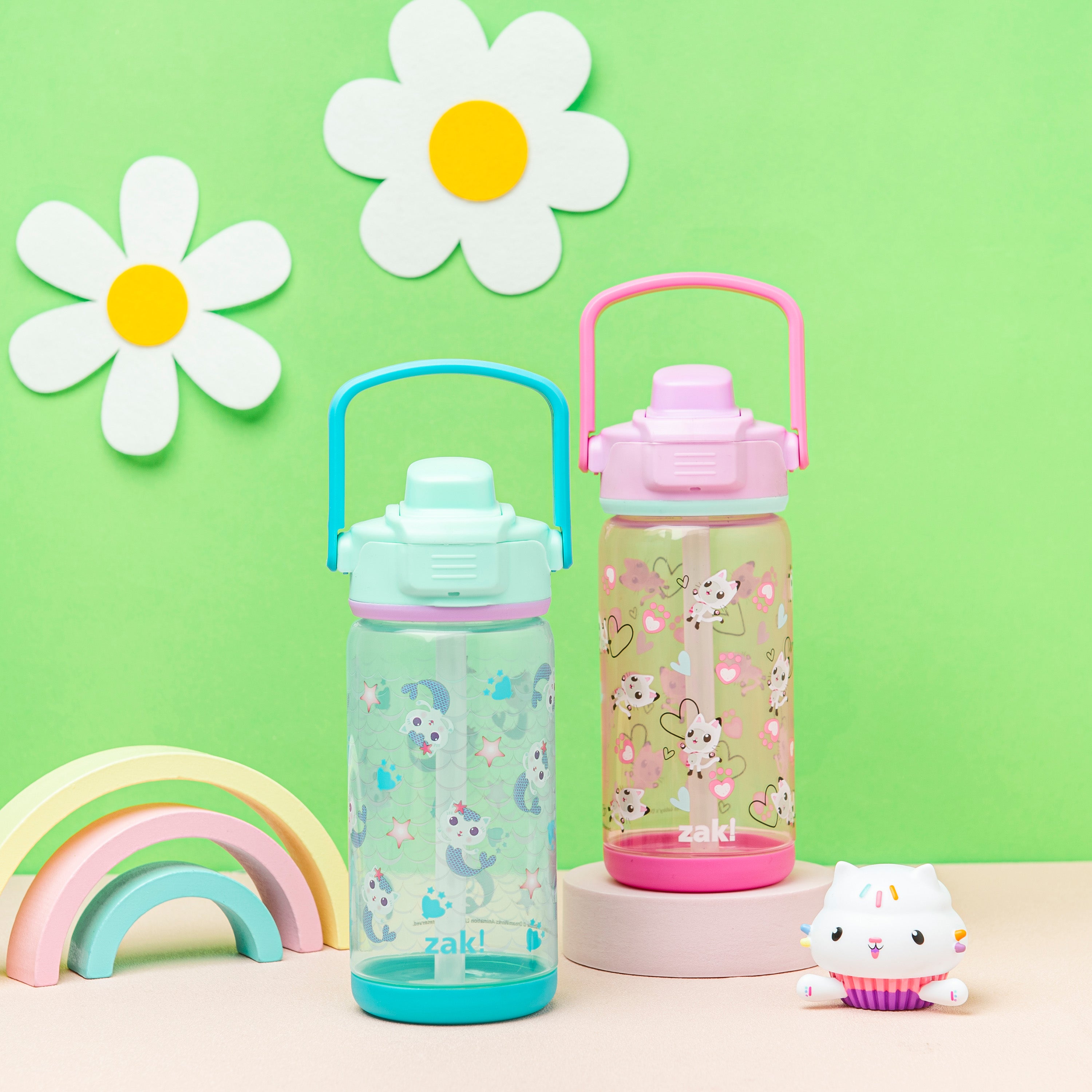 Gabby&#39;s Dollhouse Beacon 2-Piece Kids Water Bottle Set with Covered Spout, 16 Ounces