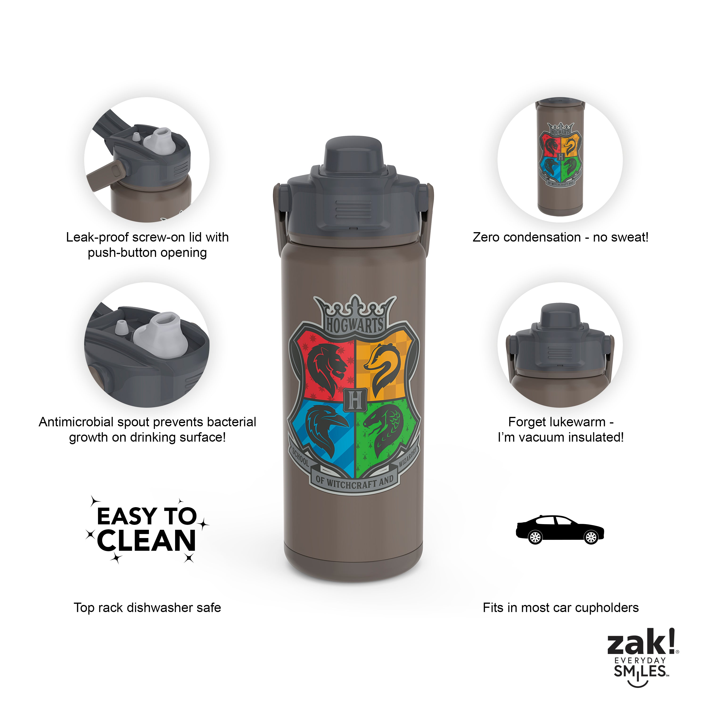 Zak Designs 27 oz. Harry Potter Stainless Steel Water Bottle with