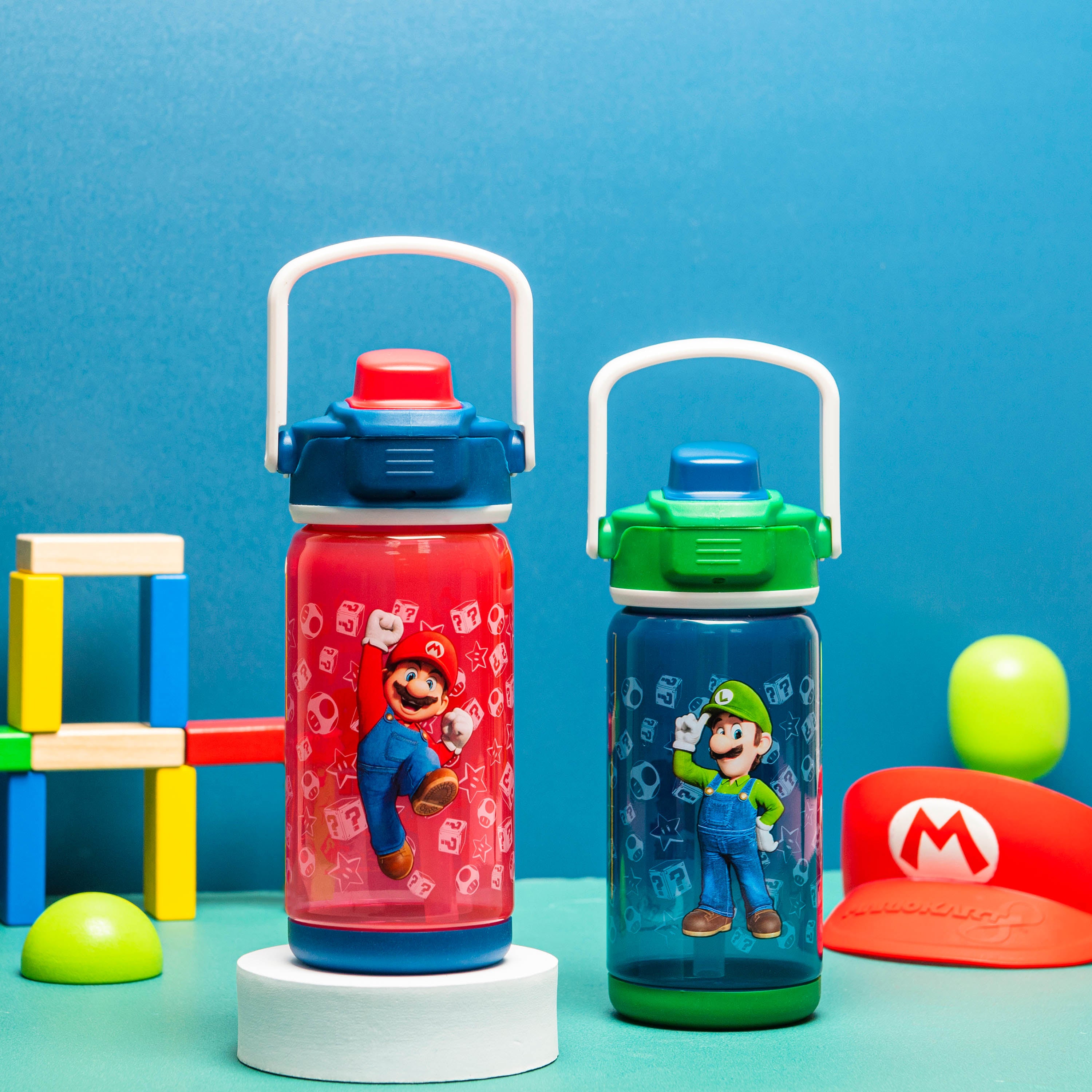 Super Mario Bros. Beacon Ensemble de 2 bouteilles d'eau pour enfants avec  bec couvert, 16 onces —