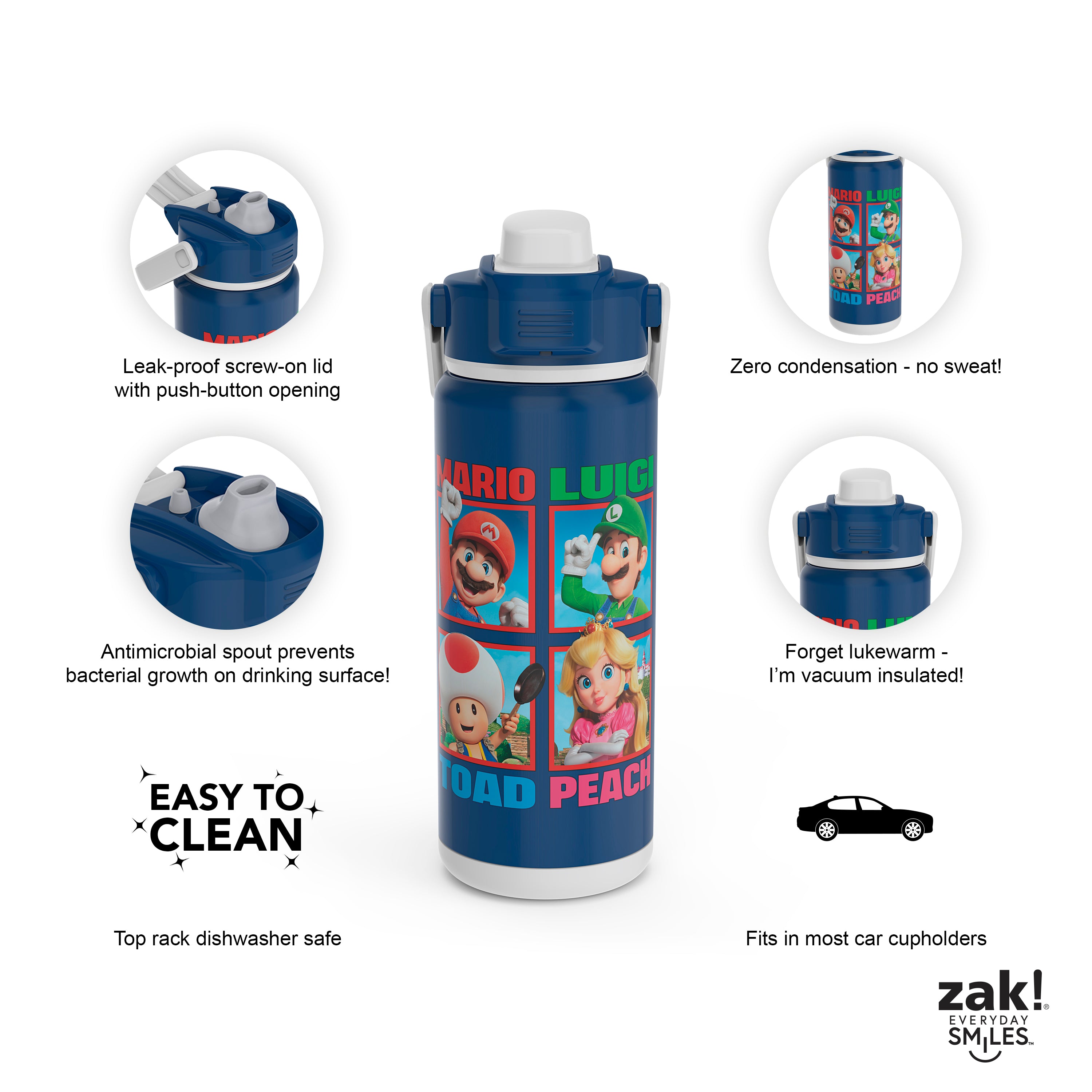人気のファッションブランド！ Bottle Water Insulated Kids Beacon - Ounces 20 Mario, Super スーパーマリオ