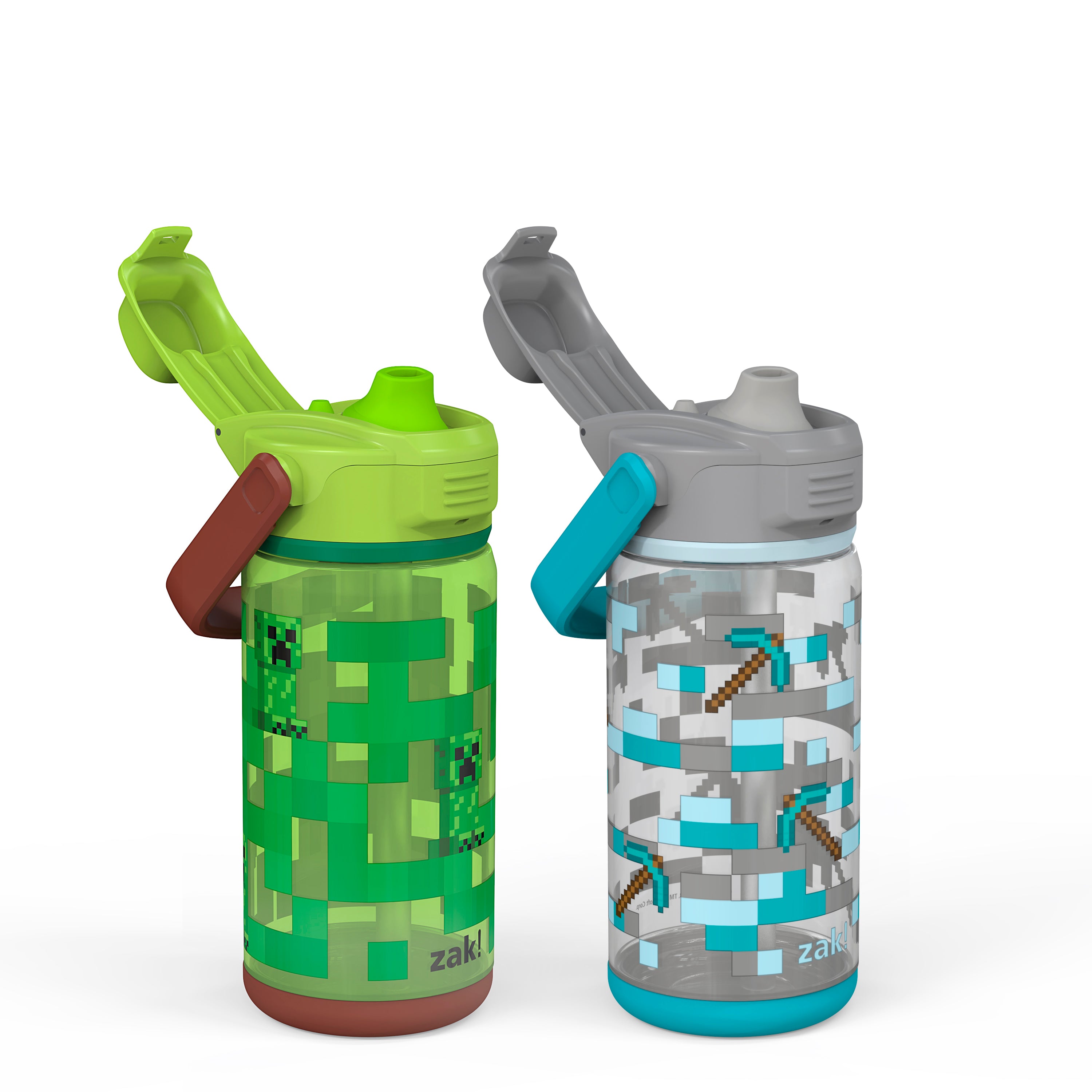 Minecraft Creeper Beacon 2-Piece Kids Water Bottle Set with Covered Spout, 16 Ounces