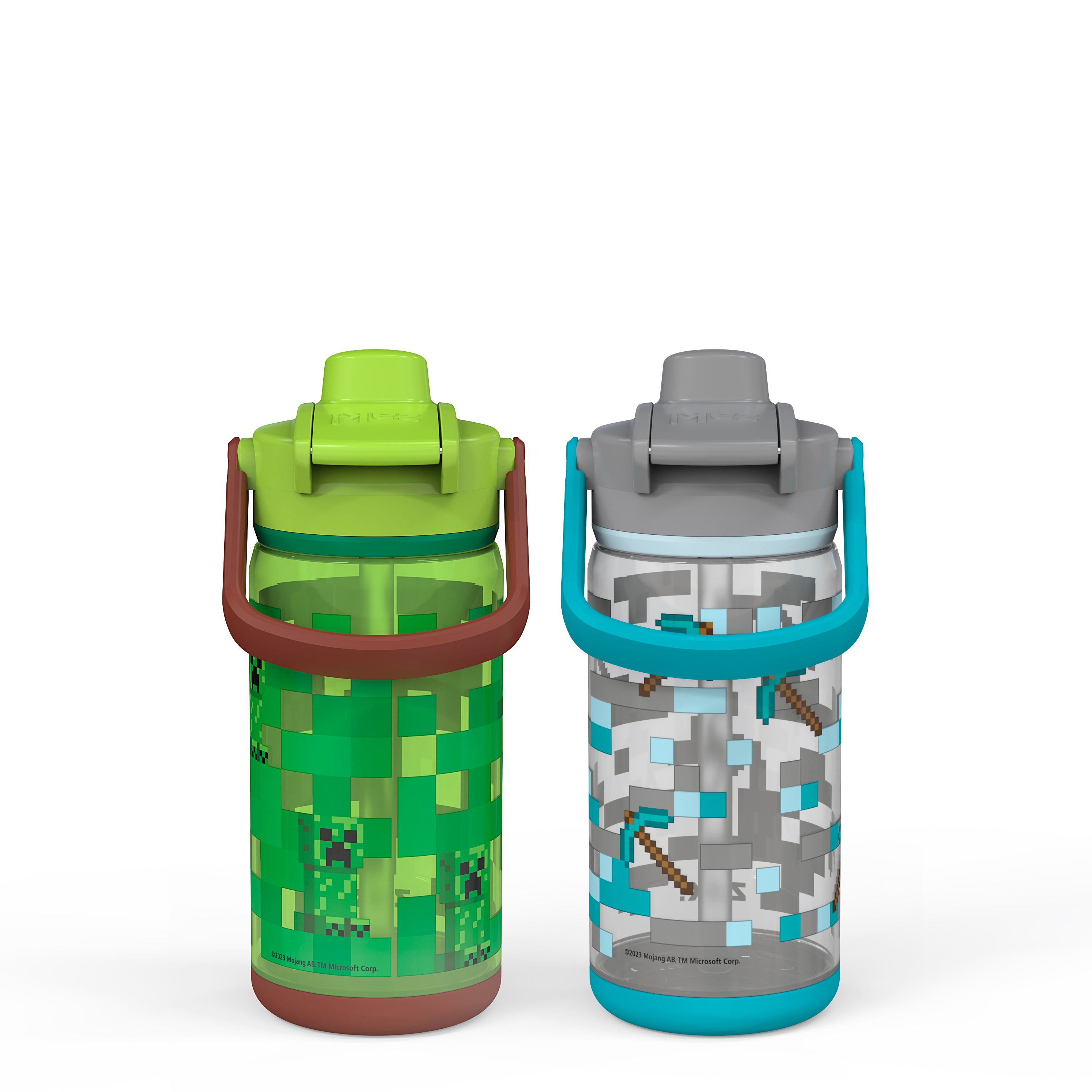 Zak Designs 16oz Plastic Kids' Water Bottle with Bumper and Antimicrobial Spout 'Minecraft
