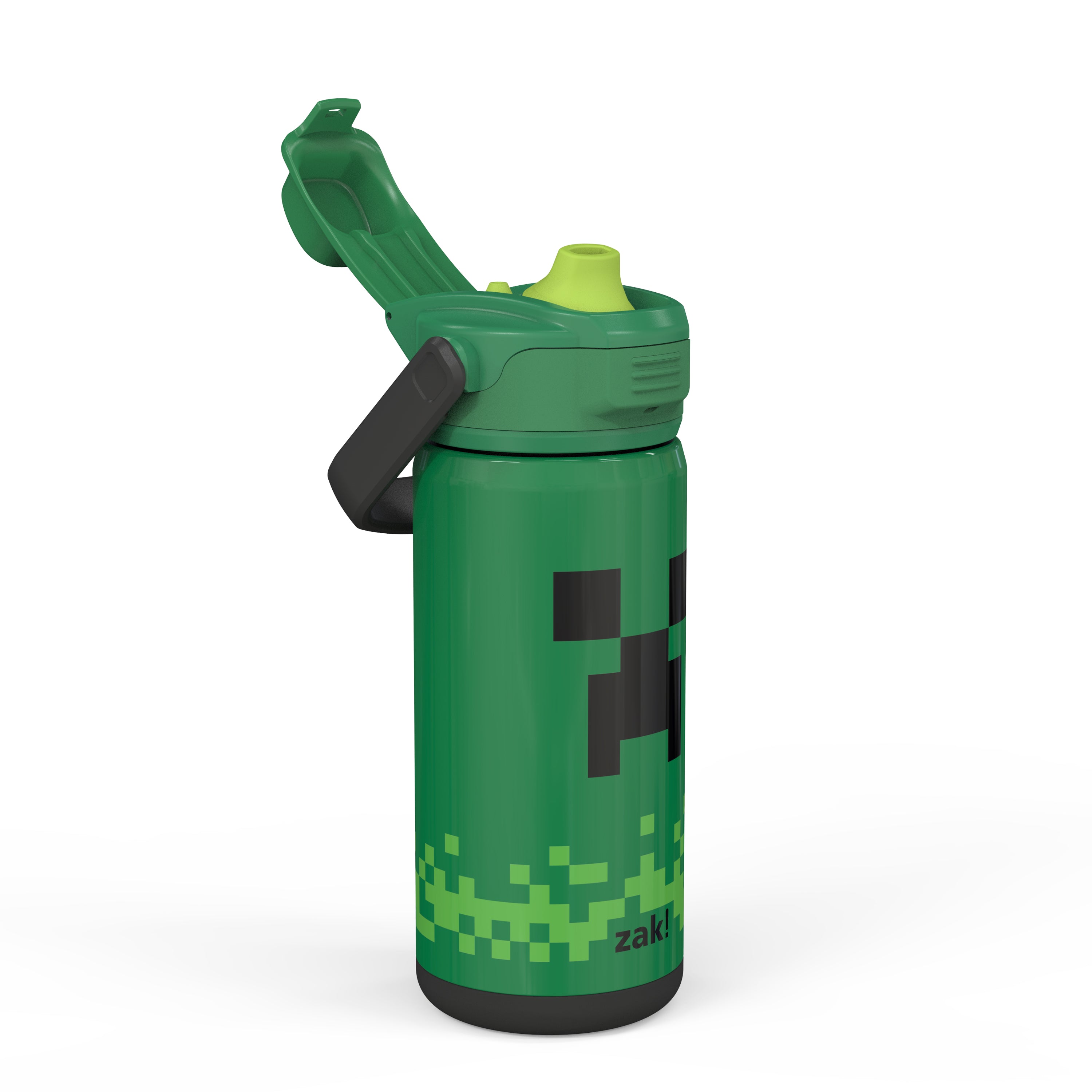 Zak Designs Minecraft - Stainless Steel Water Bottle with One Hand Operation