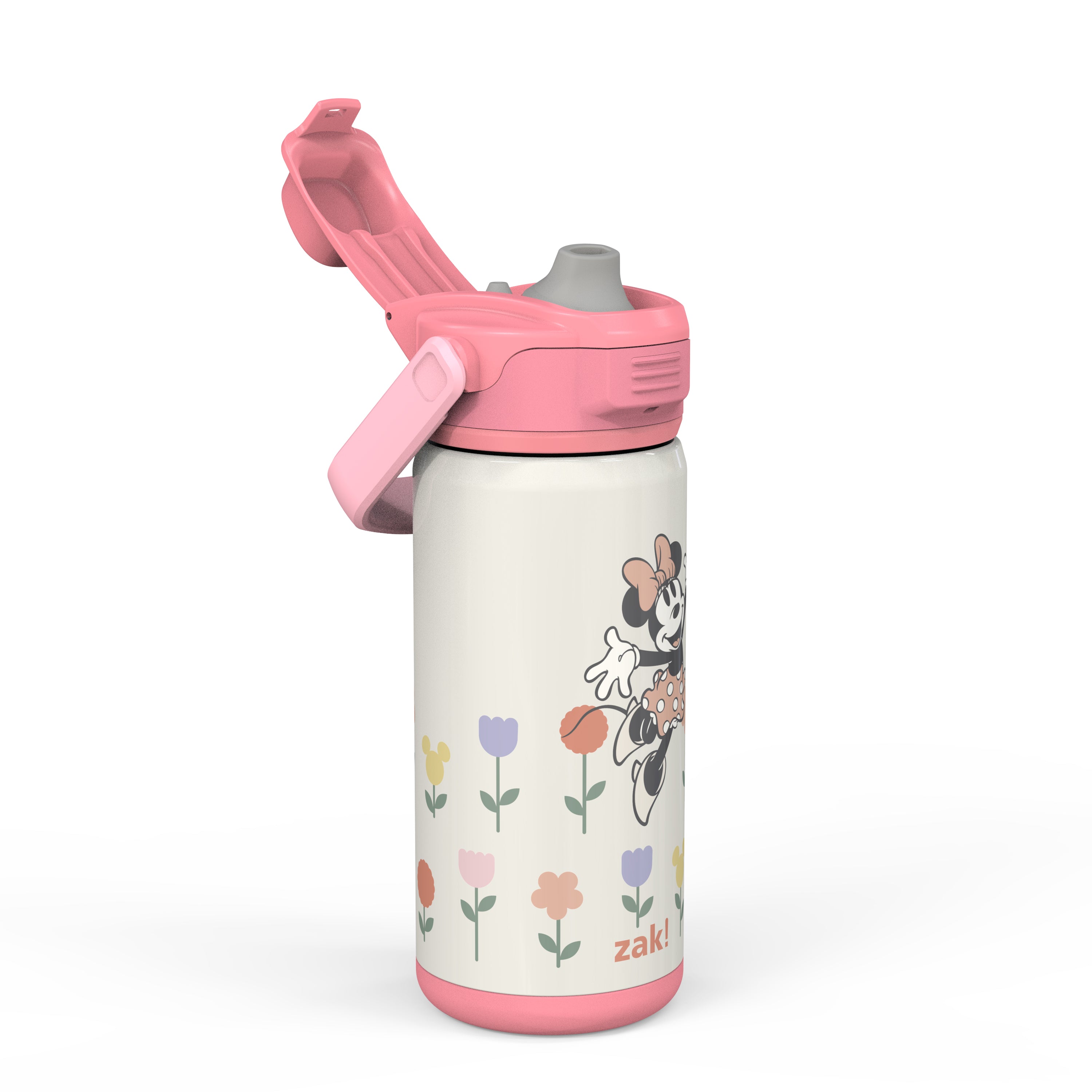 Zak Designs 14oz Stainless Steel Kids' Water Bottle with Antimicrobial Spout 'Disney Minnie Mouse