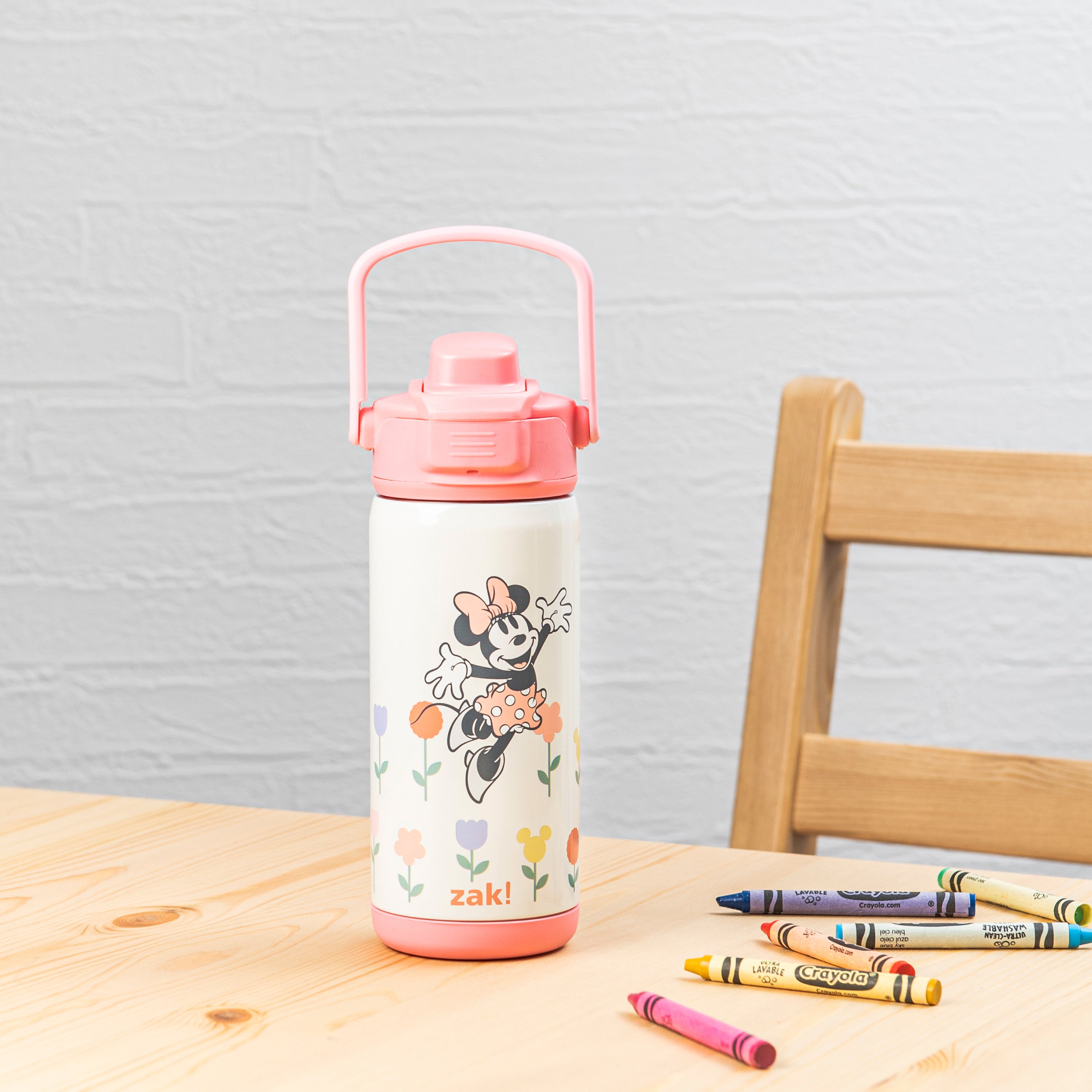 Zak Designs 14oz Stainless Steel Kids' Water Bottle with Antimicrobial Spout 'Disney Minnie Mouse