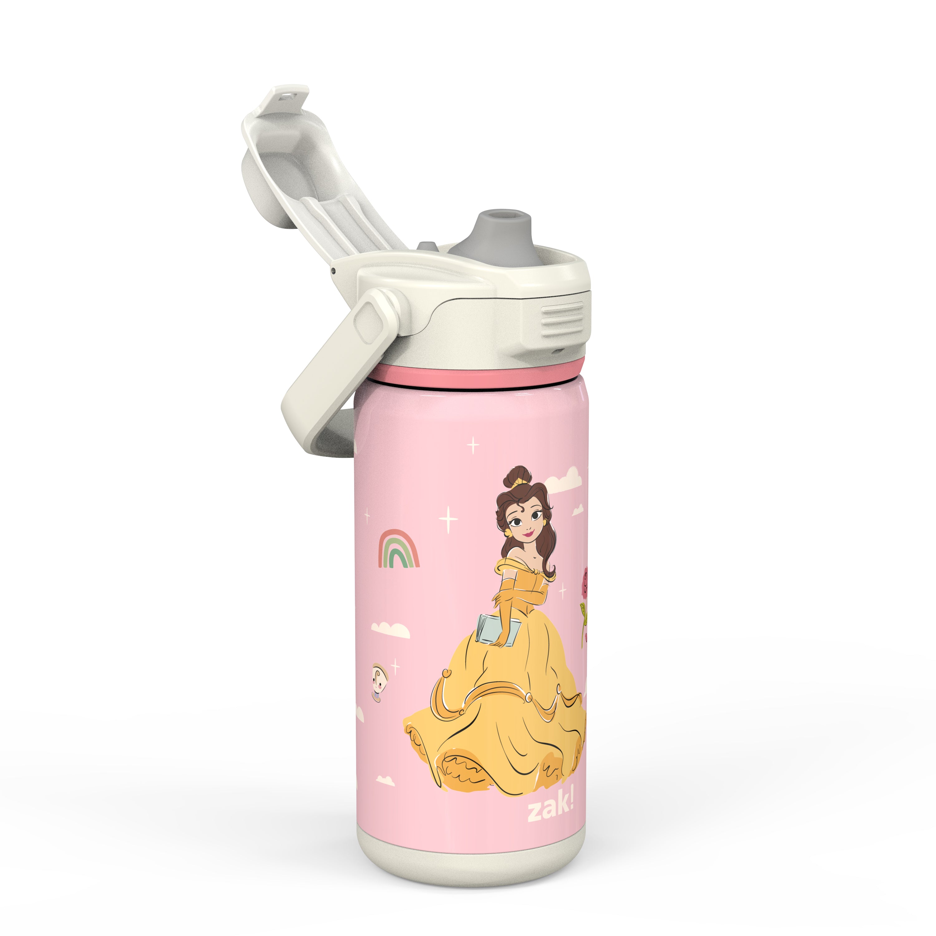 Disney Princess Beacon Stainless Steel Insulated Kids Water Bottle with Covered Spout, 14 Ounces