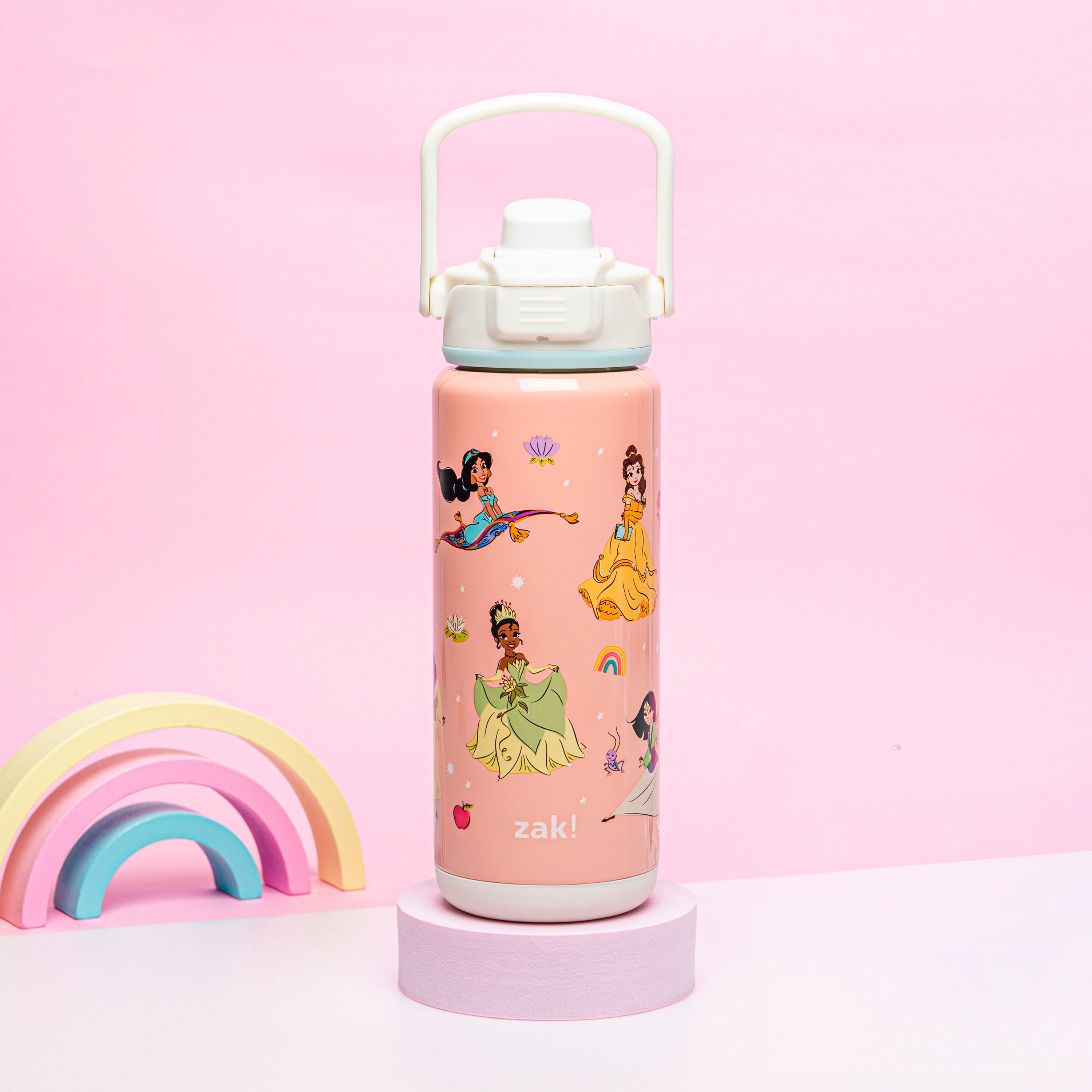 Zak Designs Disney Princess Water Bottle for Travel and At Home
