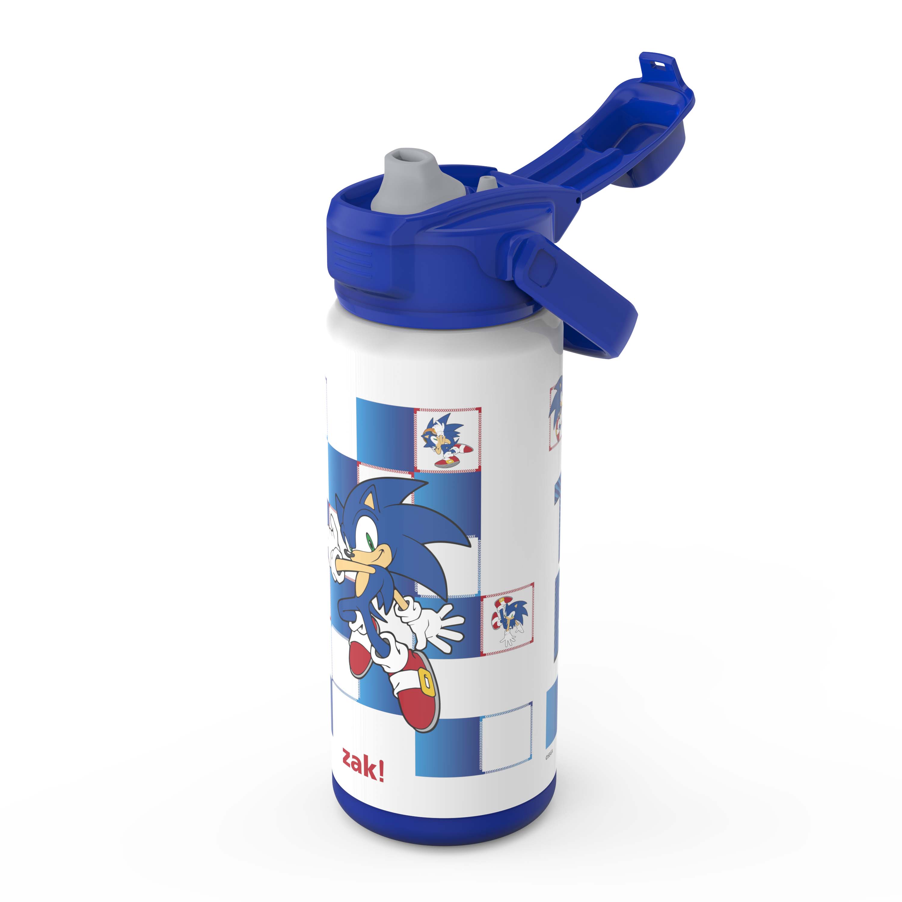 Zak Designs 20oz Stainless Steel Kids' Water Bottle with Antimicrobial Spout 'Sonic The Hedgehog