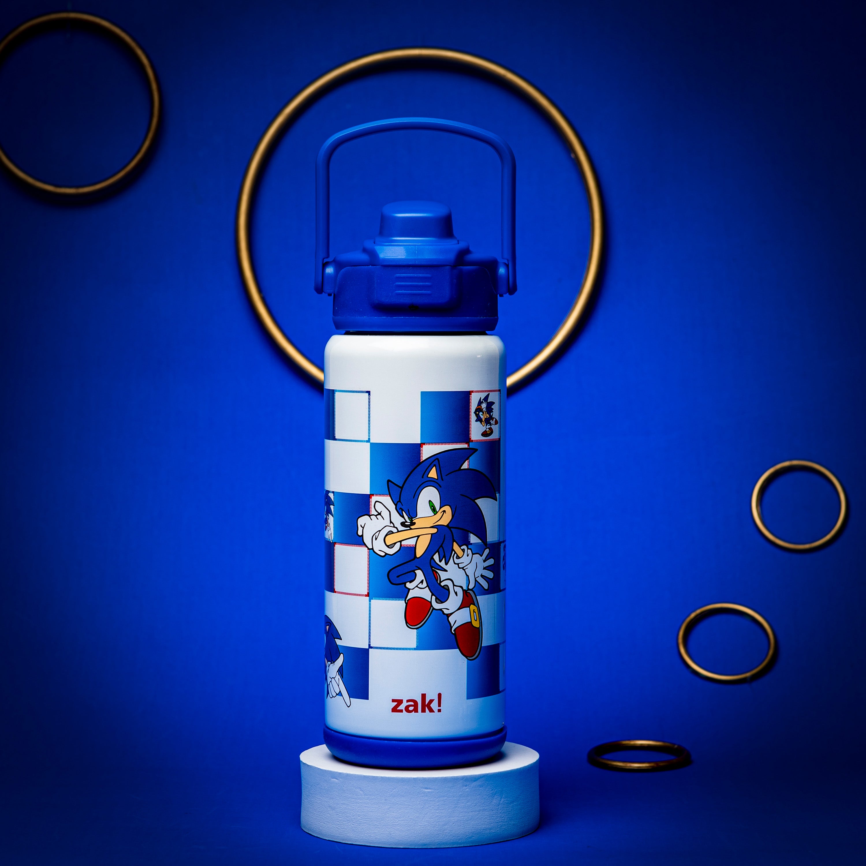 Zak Designs 20oz Stainless Steel Kids' Water Bottle with Antimicrobial Spout 'Sonic The Hedgehog