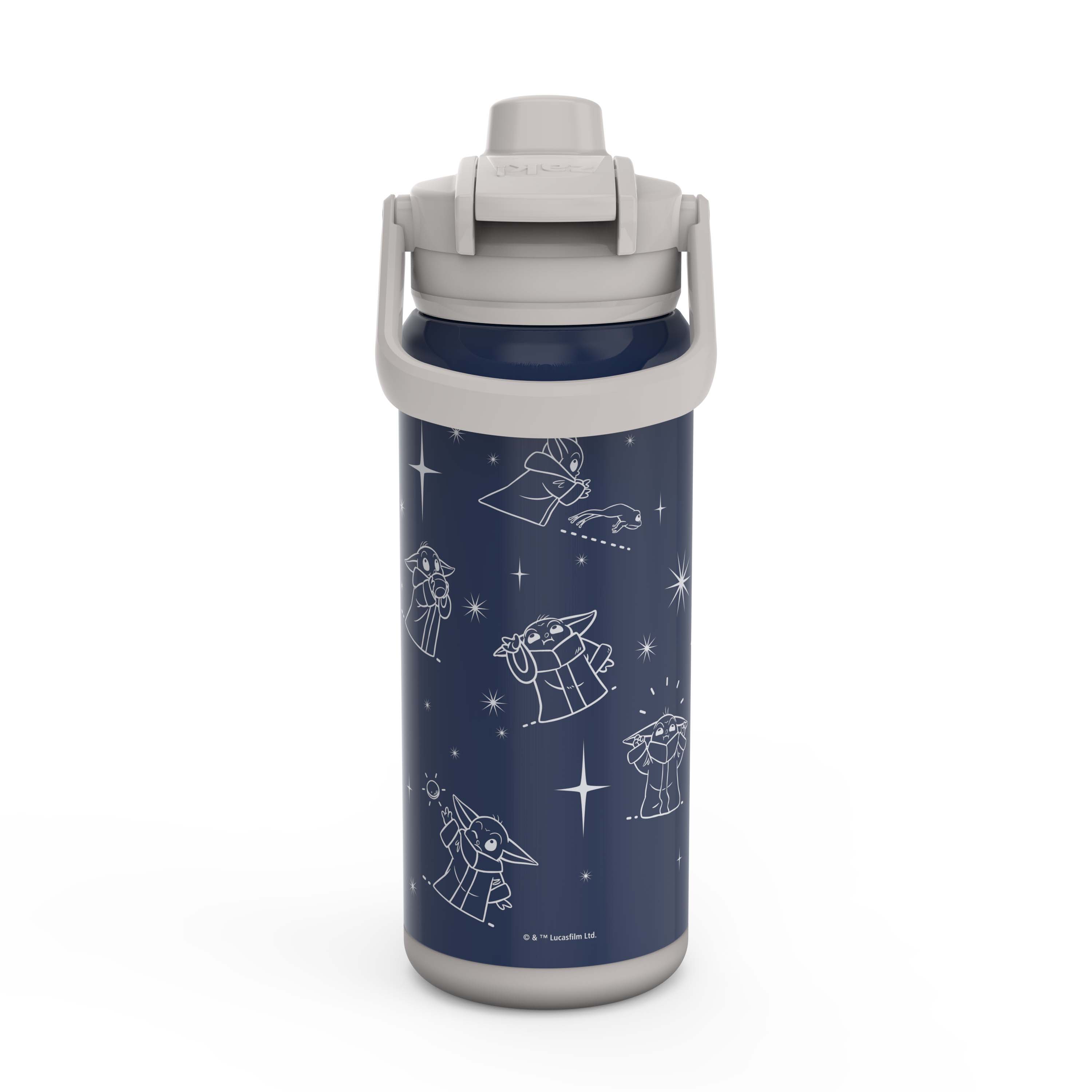 Zak Designs Antimicrobial 14-oz. Stainless Steel Vacuum Insulated Kids Riverside Bottle, 2-Piece Set (Grogu)
