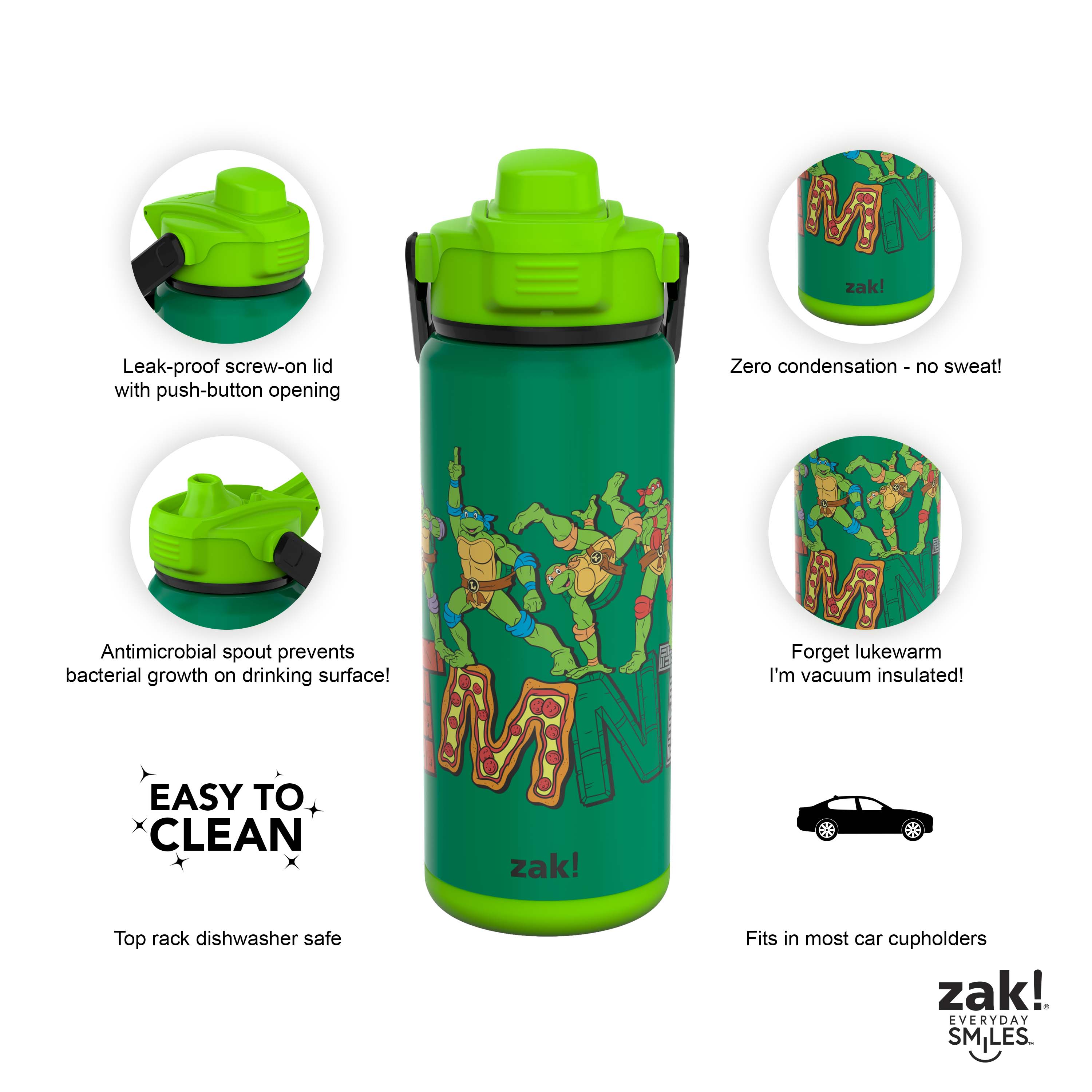 Zak Designs 20oz Stainless Steel Kids' Water Bottle with Antimicrobial  Spout 'Mario Movie