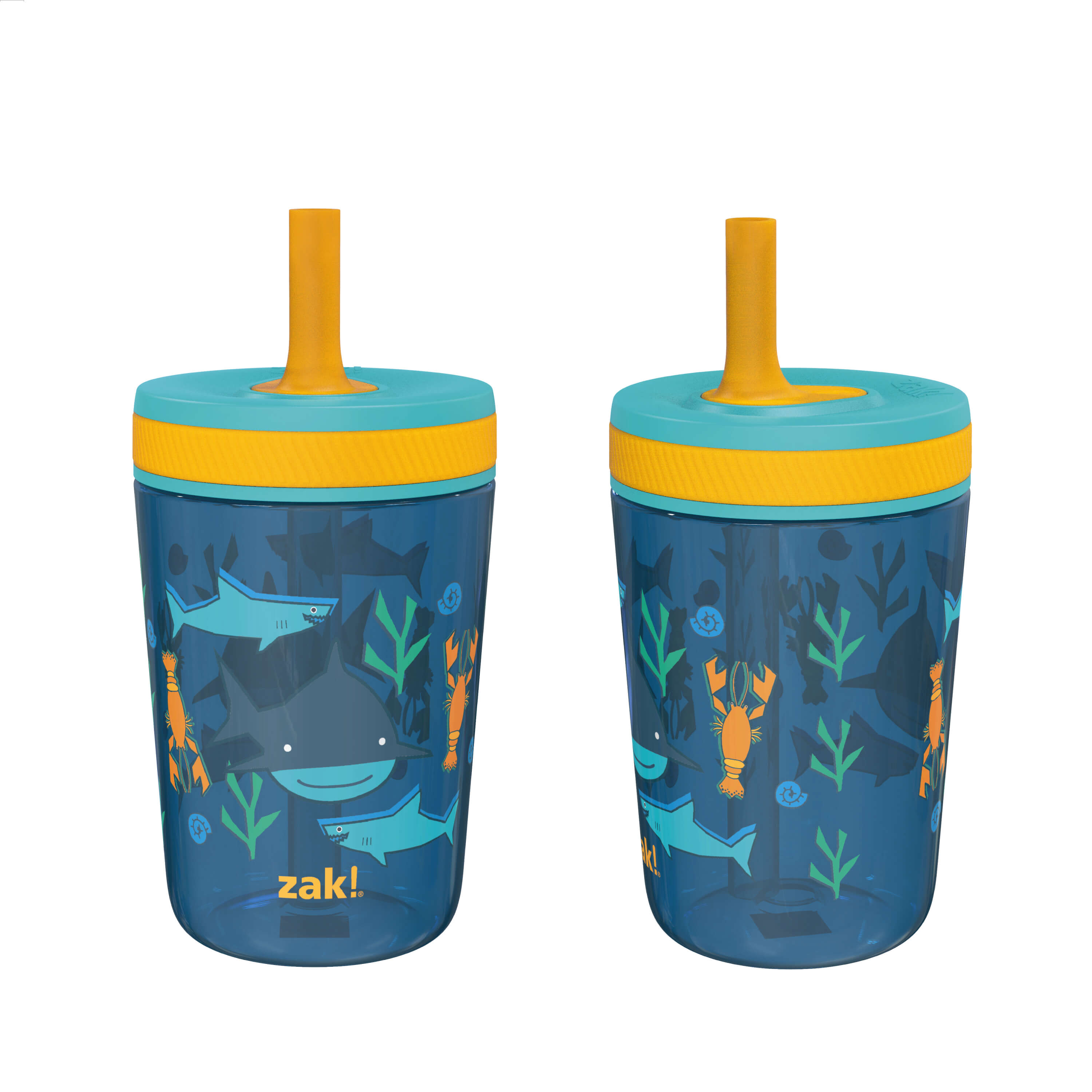 Zak Designs Minecraft Tumbler Kids Drinking Cup with Straw 15 Oz Green Blue