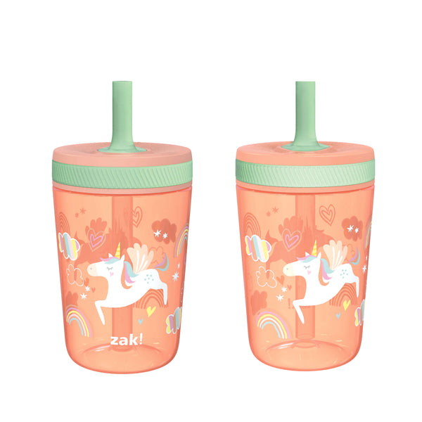 Zak Designs Unicorn Mighty Tot Kids Tumbler with Screw-On Lid and Silicone  Straw Durable and Spill-Proof with Tip-Proof Base is Easy to Lift Perfect  Baby Cup Bundle (10 oz 2-Piece Set Unicorn)