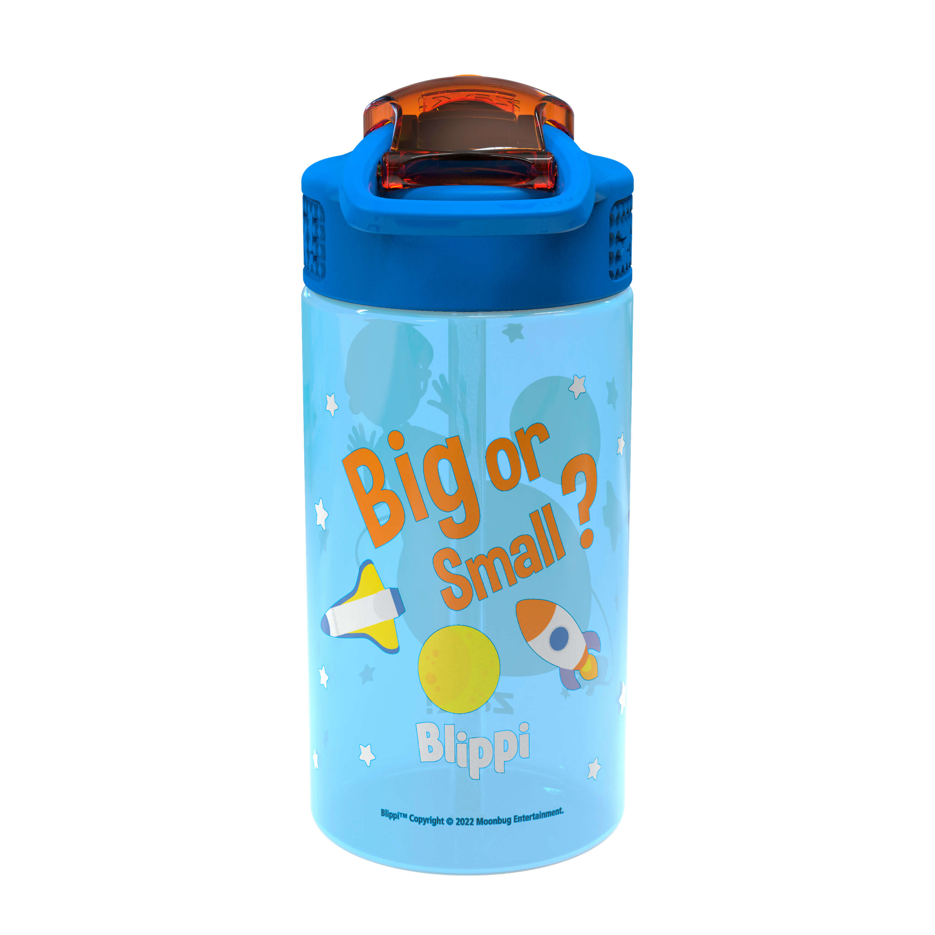 Blippi Kids Plastic Water Bottle with Leak Proof Lid and Spout - 2 Pack, 16 ounce