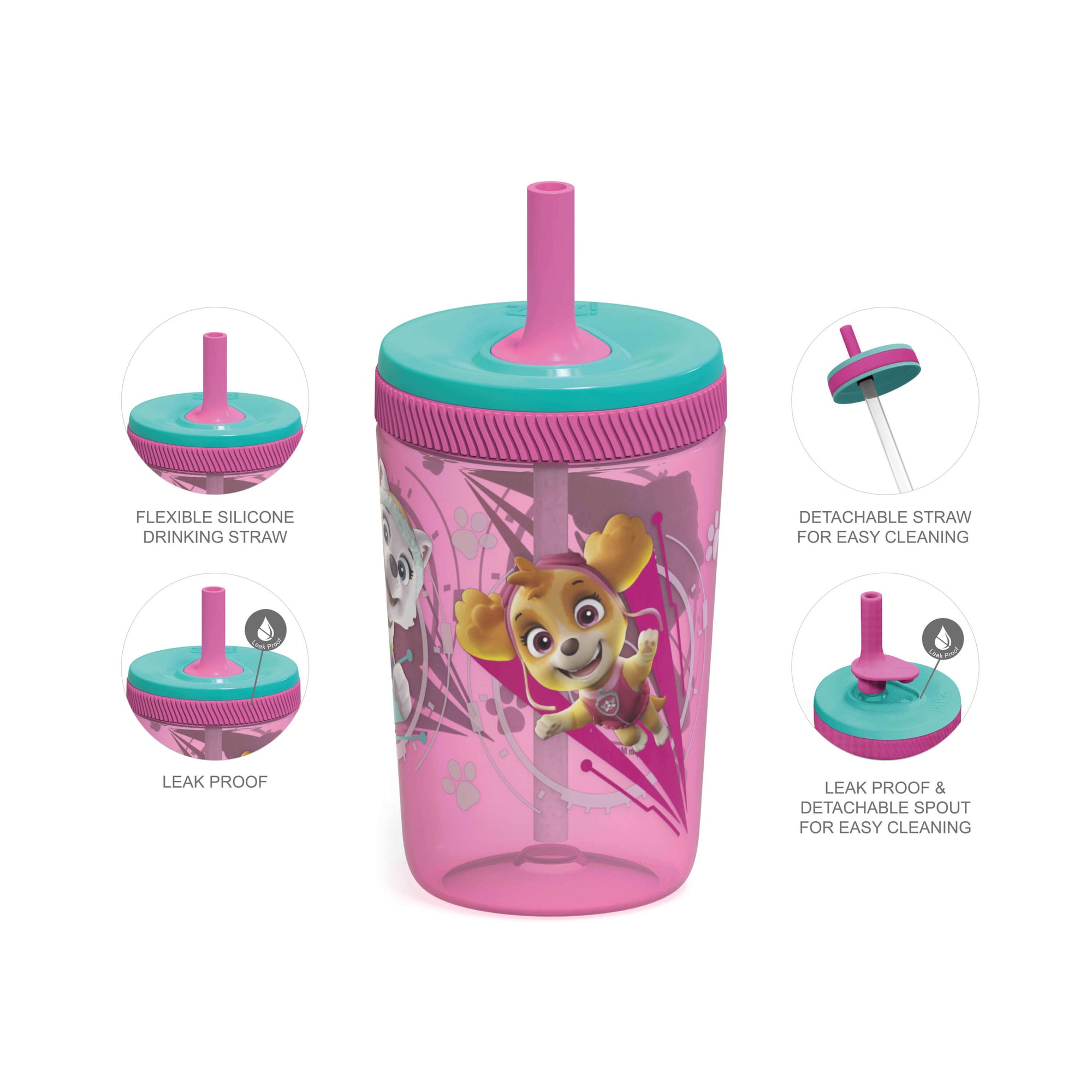 Paw Patrol Kelso Kids Leak Proof Tumbler with Lid and Straw - Pink