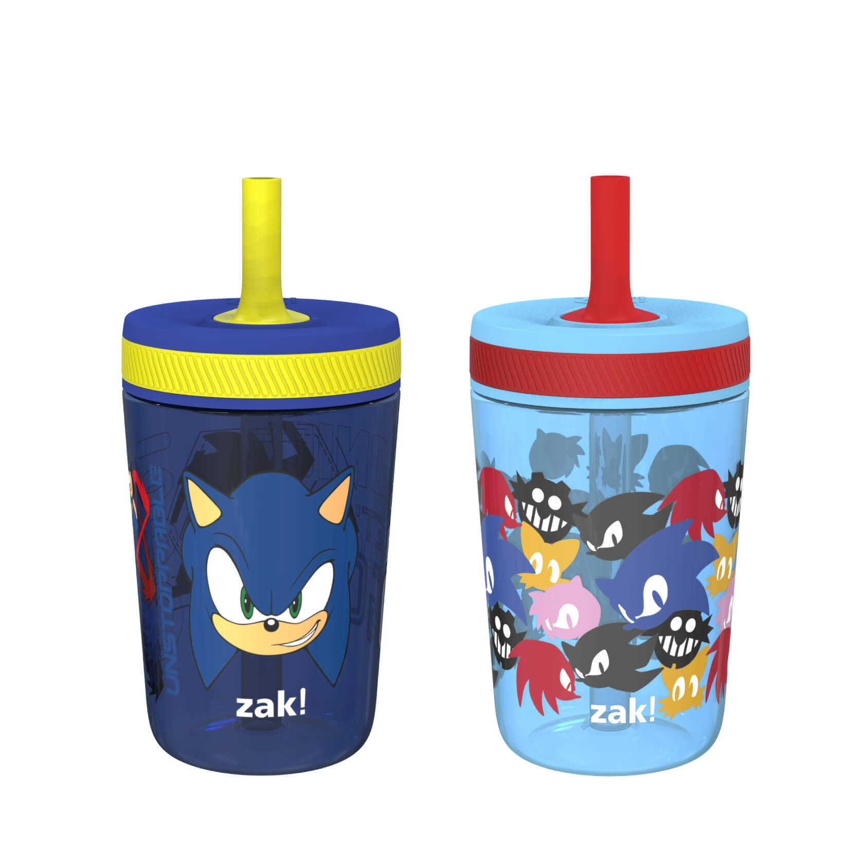 Zak Designs Sonic the Hedgehog Kelso Toddler Cups For Travel or At Home,  15oz 2-Pack Durable Plastic Sippy Cups With Leak-Proof Design is Perfect  For
