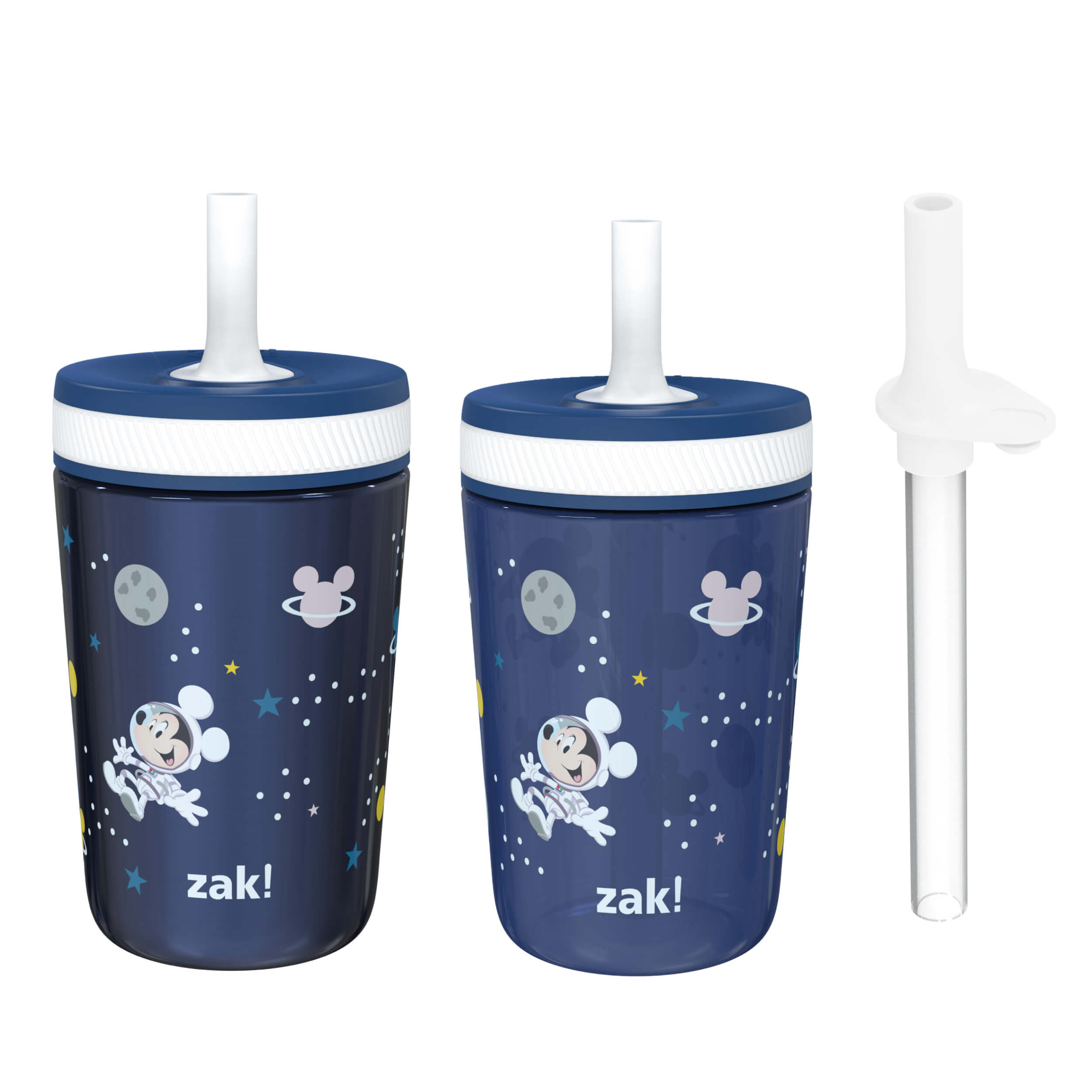 Zak Designs 3pc Kelso Straw Tumbler Set, 12oz Stainless Steel and 15oz  Plastic, 2 Cups and 1 Bonus Straw, Leakproof and Perfect for Kids, Unicorns  