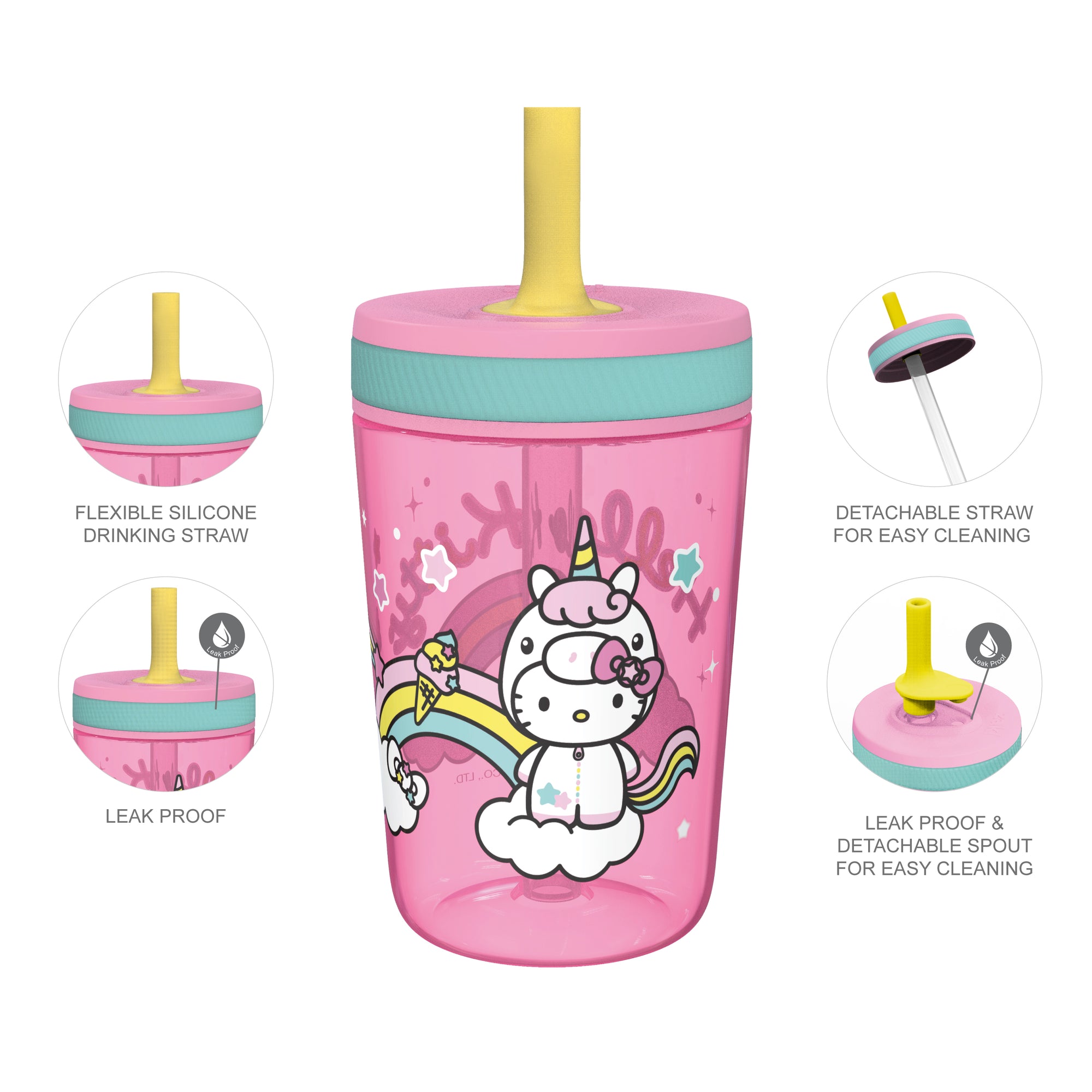 Hello Kitty Kelso Kids Leak Proof Tumbler with Lid and Straw - 15 Ounces