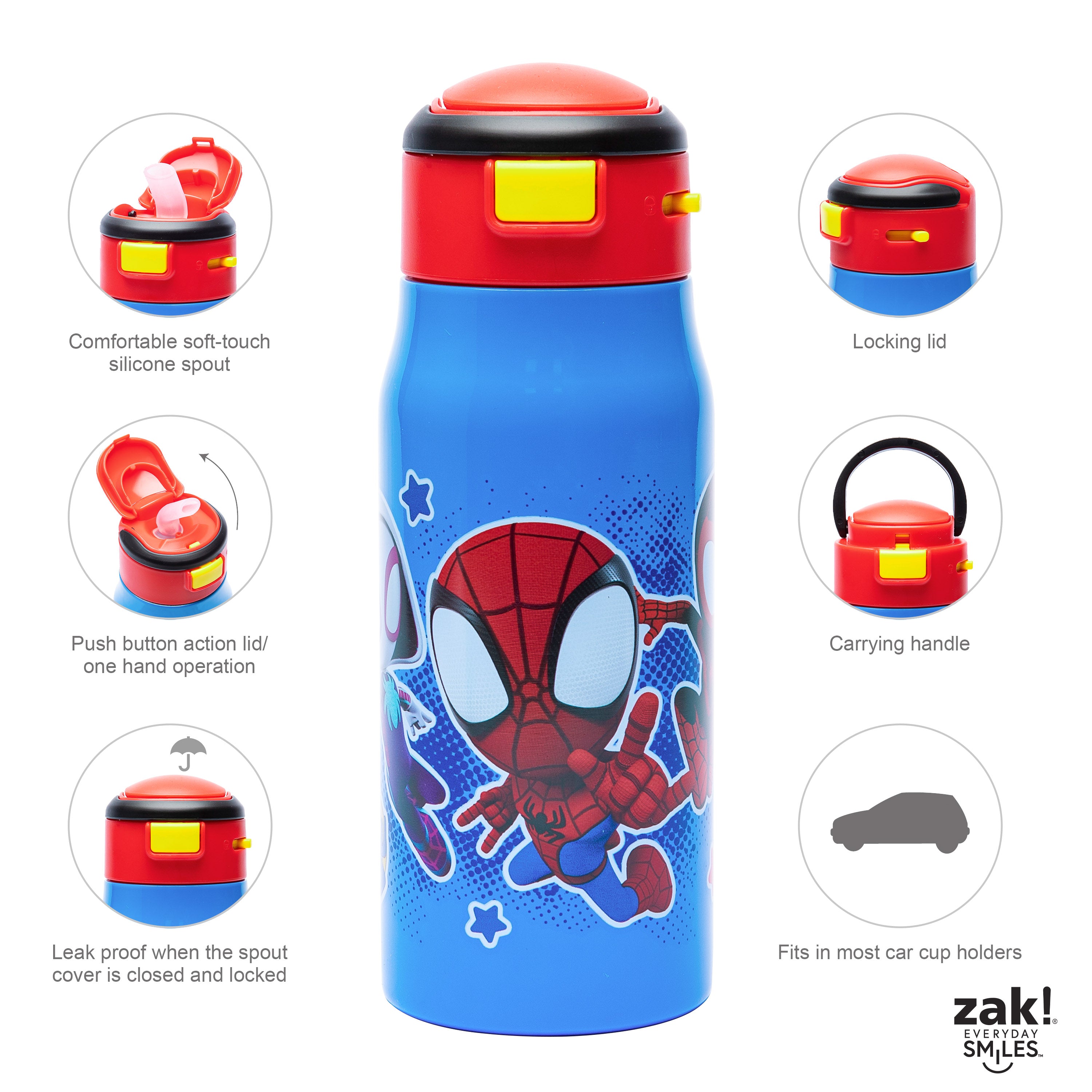 Marvel Spidey Mesa Kids Stainless Steel Insulated Water Bottle with Silicone Spout