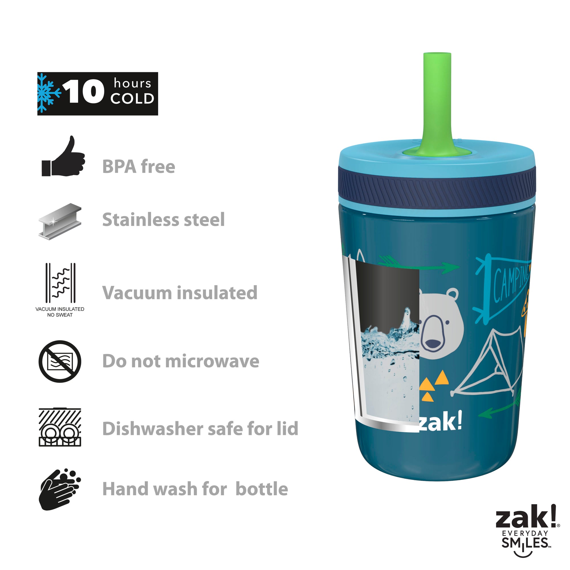 Campout Kids Stainless Steel and Plastic Leak Proof Tumbler Set