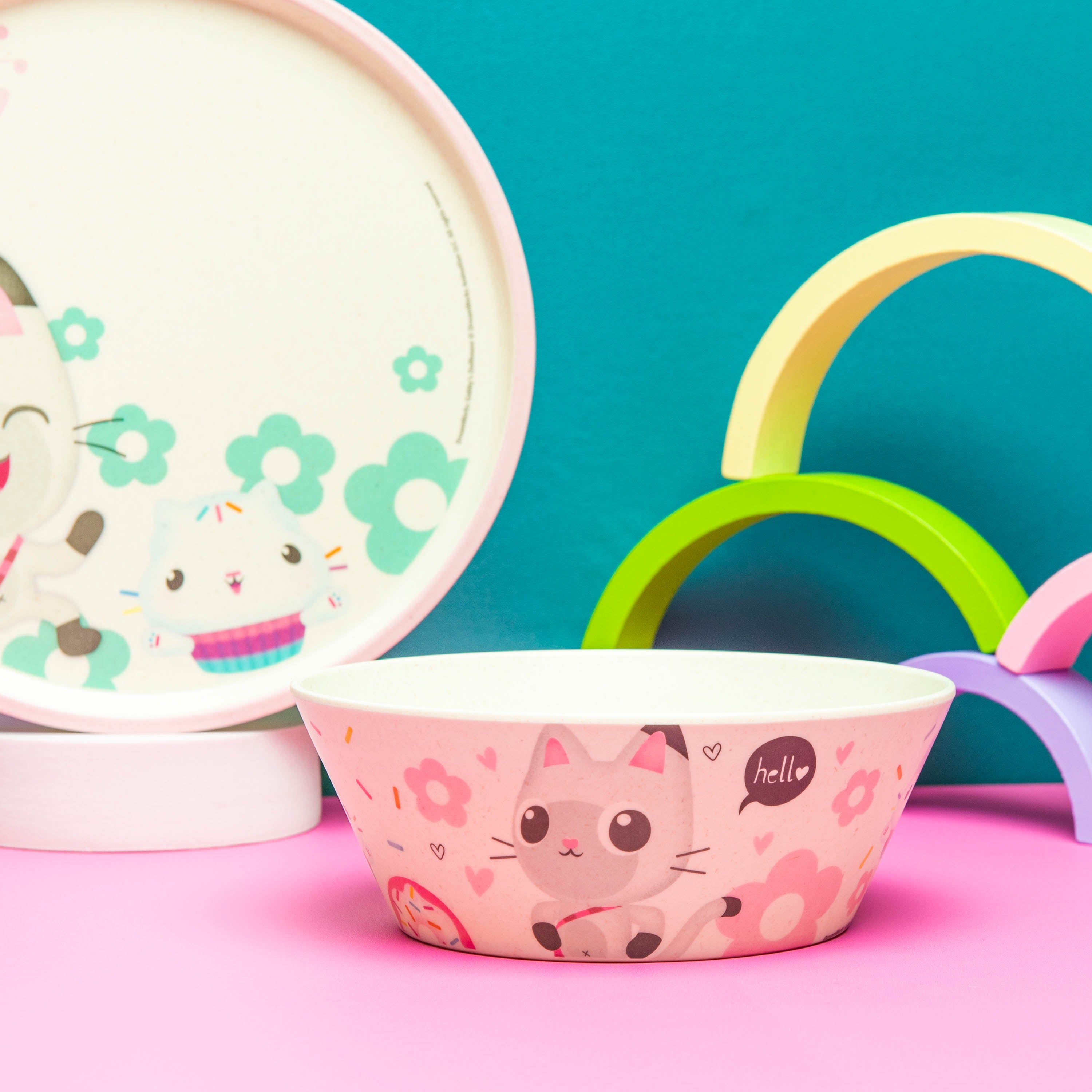 Gabby's Dollhouse Melamine Kids Dinnerware Set with Water Bottle