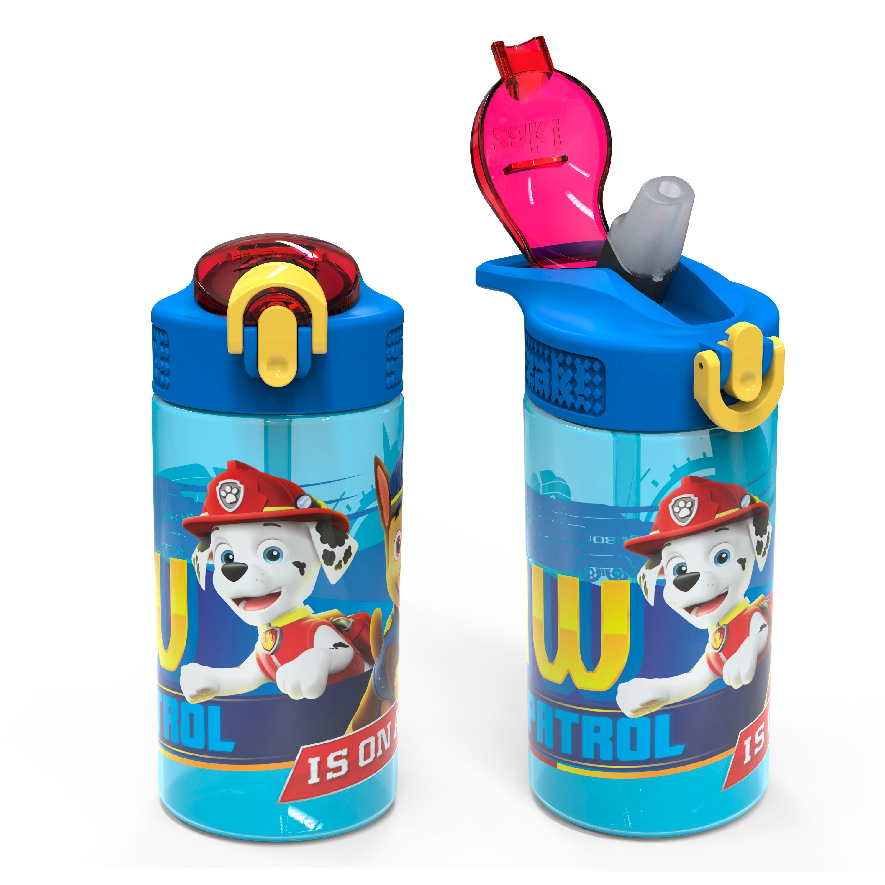 Paw Patrol Chase Kids Plastic Water Bottle with Leak Proof Lid and Spout - 2 Pack, 16 ounce