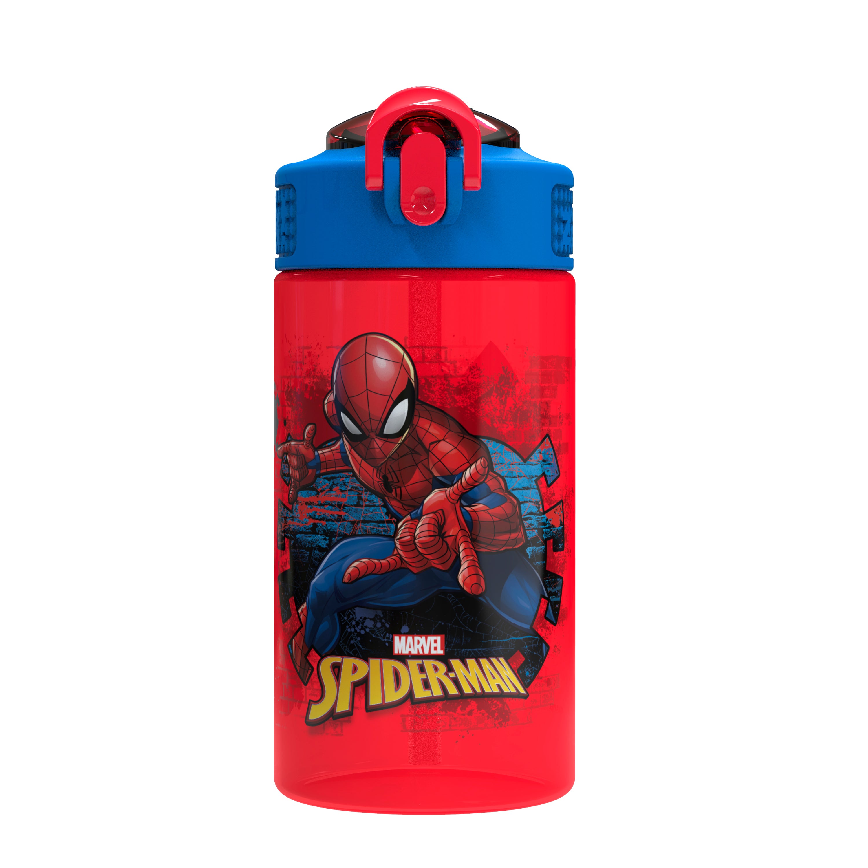 Spider Man Kids Plastic Water Bottle with Leak Proof Lid and Spout - 16 ounce