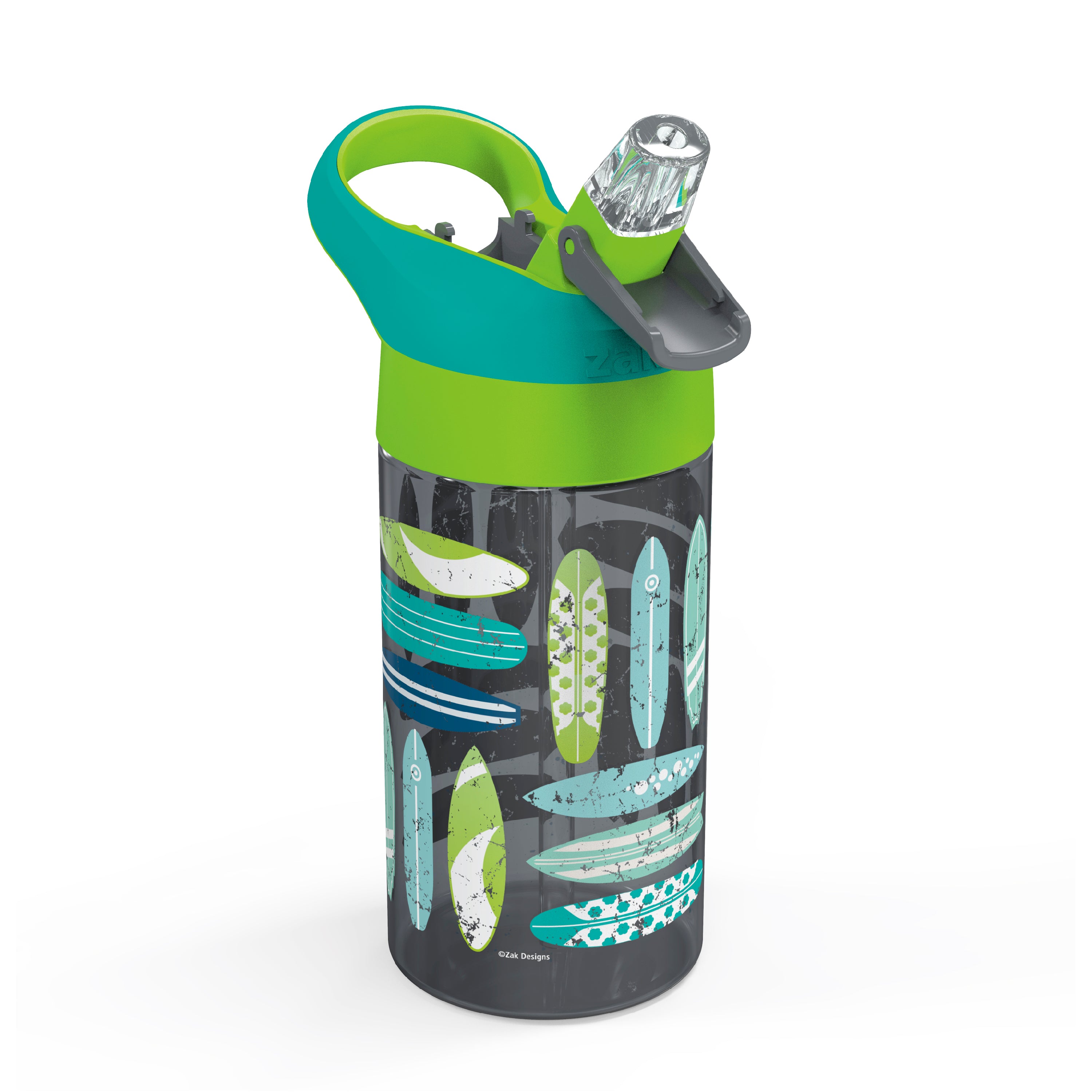 Surfboards and Palm Trees Kids Leak Proof Water Bottles with Push