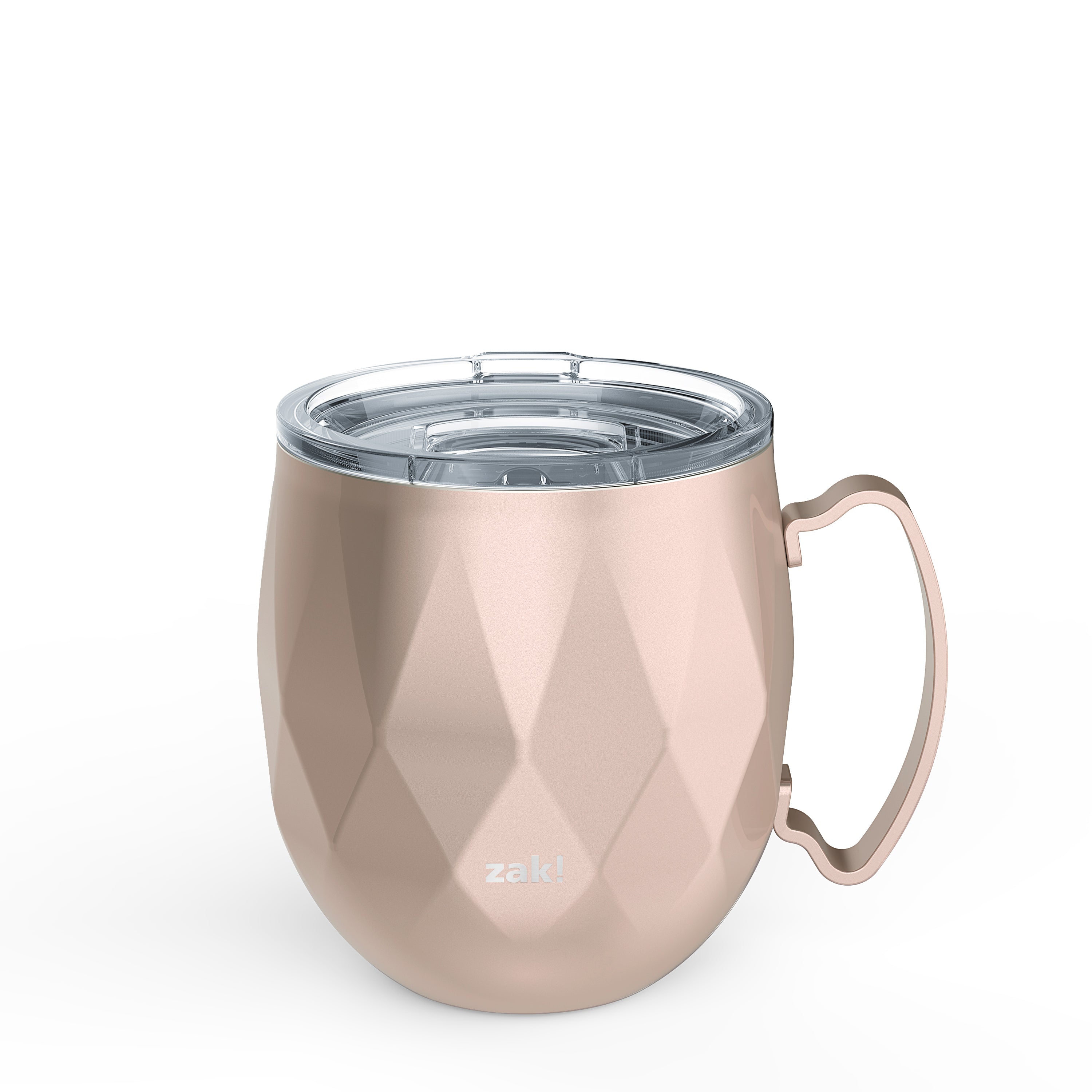 Fractal Vacuum Insulated Stainless Steel Moscow Mule Mug with Lid, Rose Gold