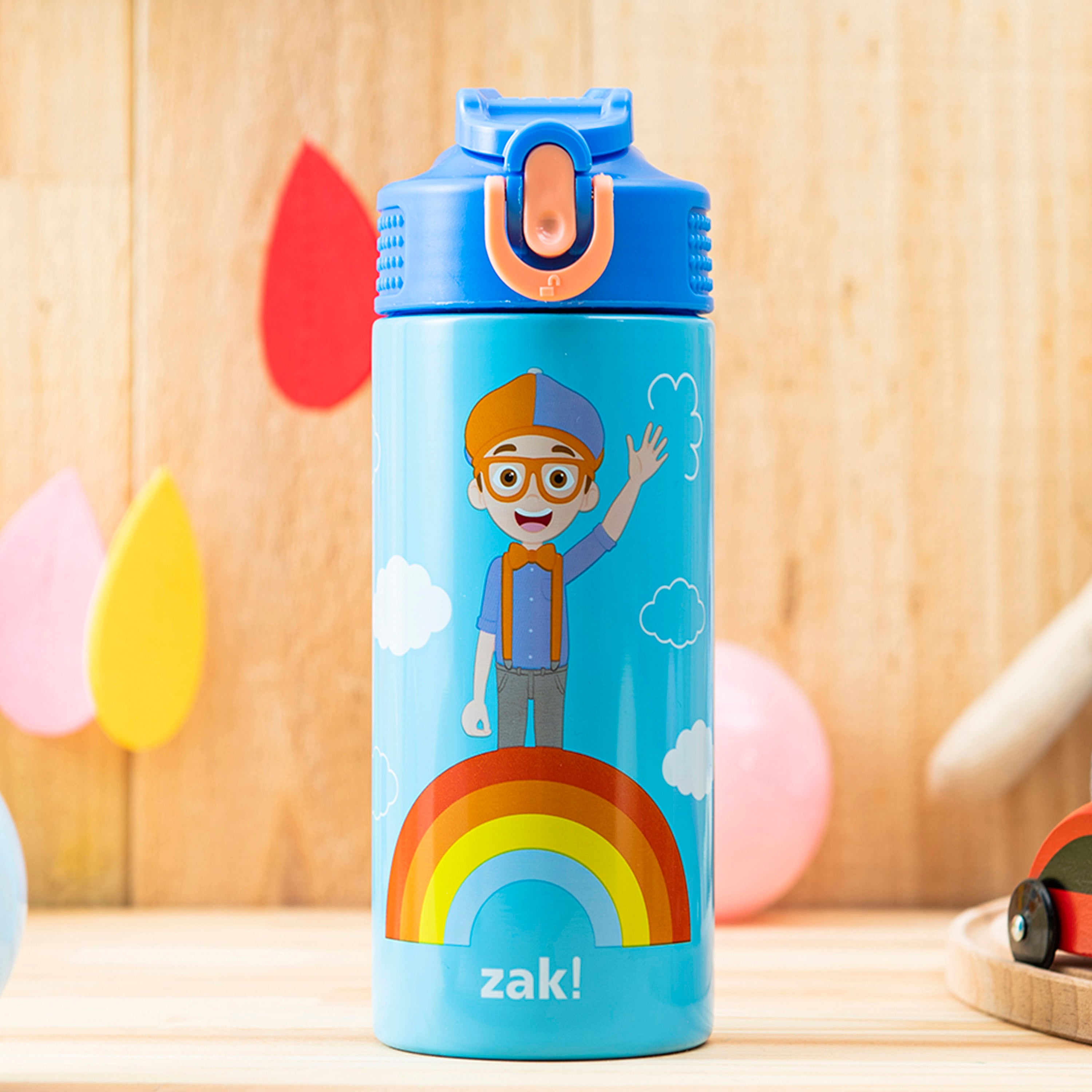 Blippi Kids Stainless Steel Leak Proof Water Bottle with Push Button Lid and Spout