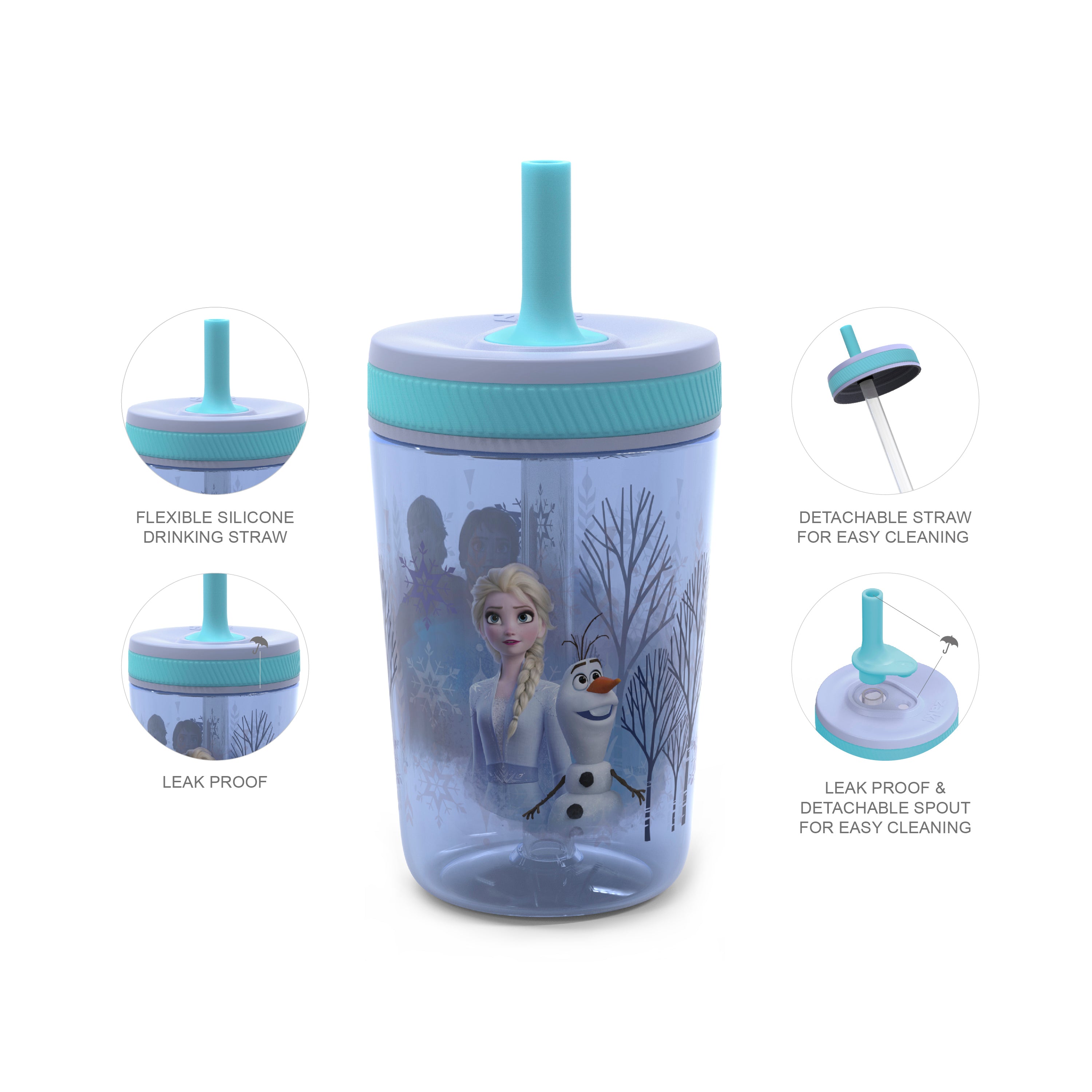 Zak Designs Disney Kelso Tumbler 15 oz Set (Minnie Mouse) Leak-Proof Screw-On Lid with Straw, Made of Durable Plastic and Silicone, Perfect Bundle