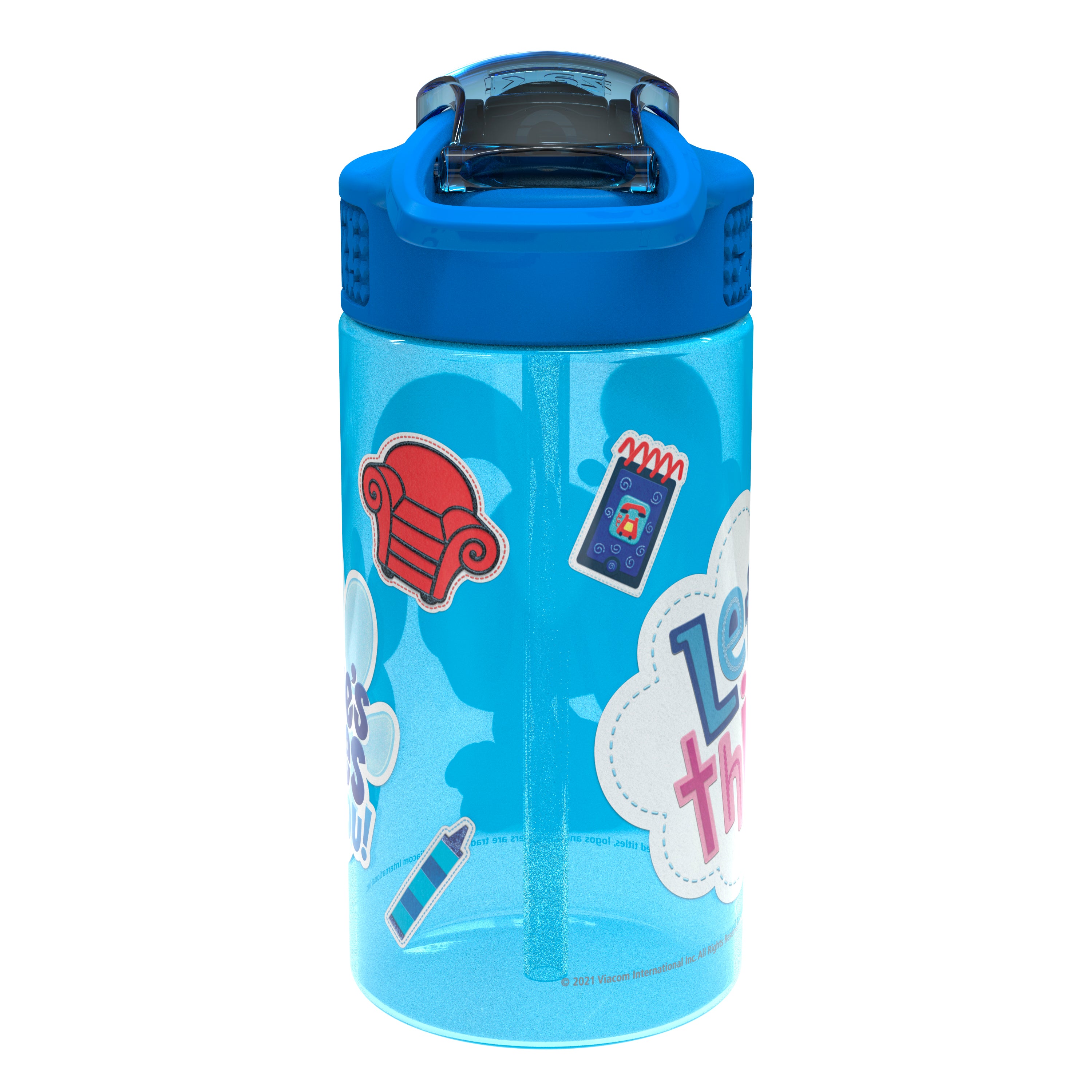 Blue's Clues Kids Plastic Water Bottle with Leak Proof Lid and Spout - 2 Pack, 16 ounce