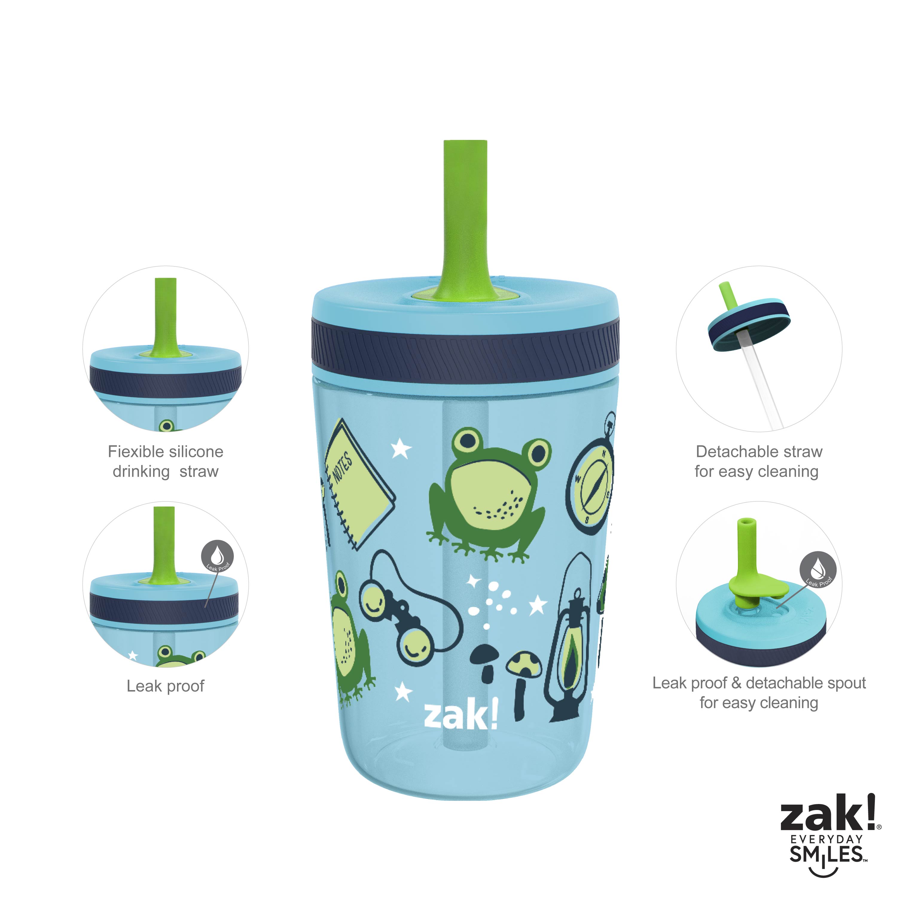 Zak Designs Kelso 15 oz Tumbler Set (Underwater) Non-BPA Leak-Proof  Screw-On Li for sale online