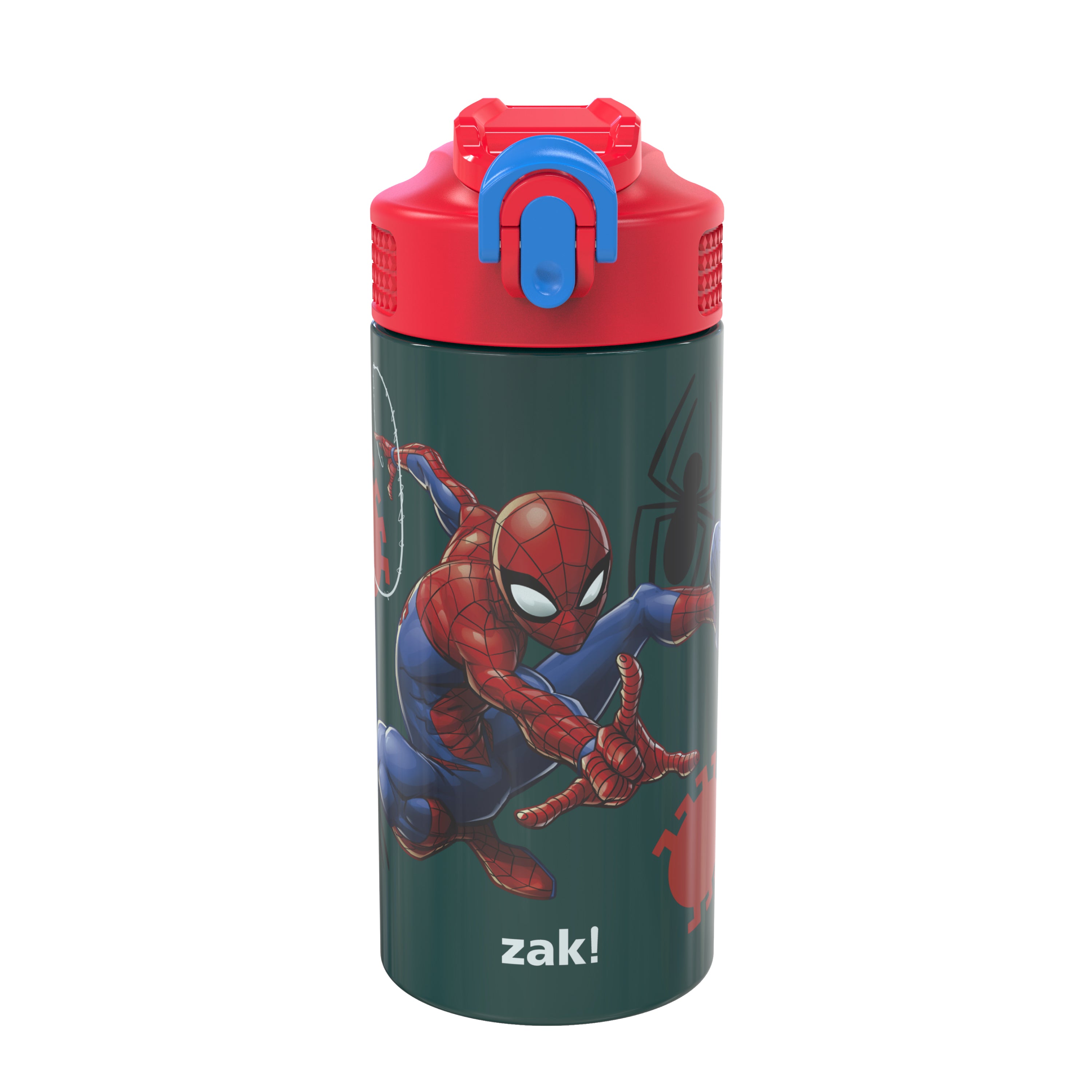 Zak! Designs Zak! Marvel Spider-Man - Stainless Steel Vacuum Insulated Water Bottle - 14 oz - Durable & Leak Proof - Flip-Up Straw Spout & Bu