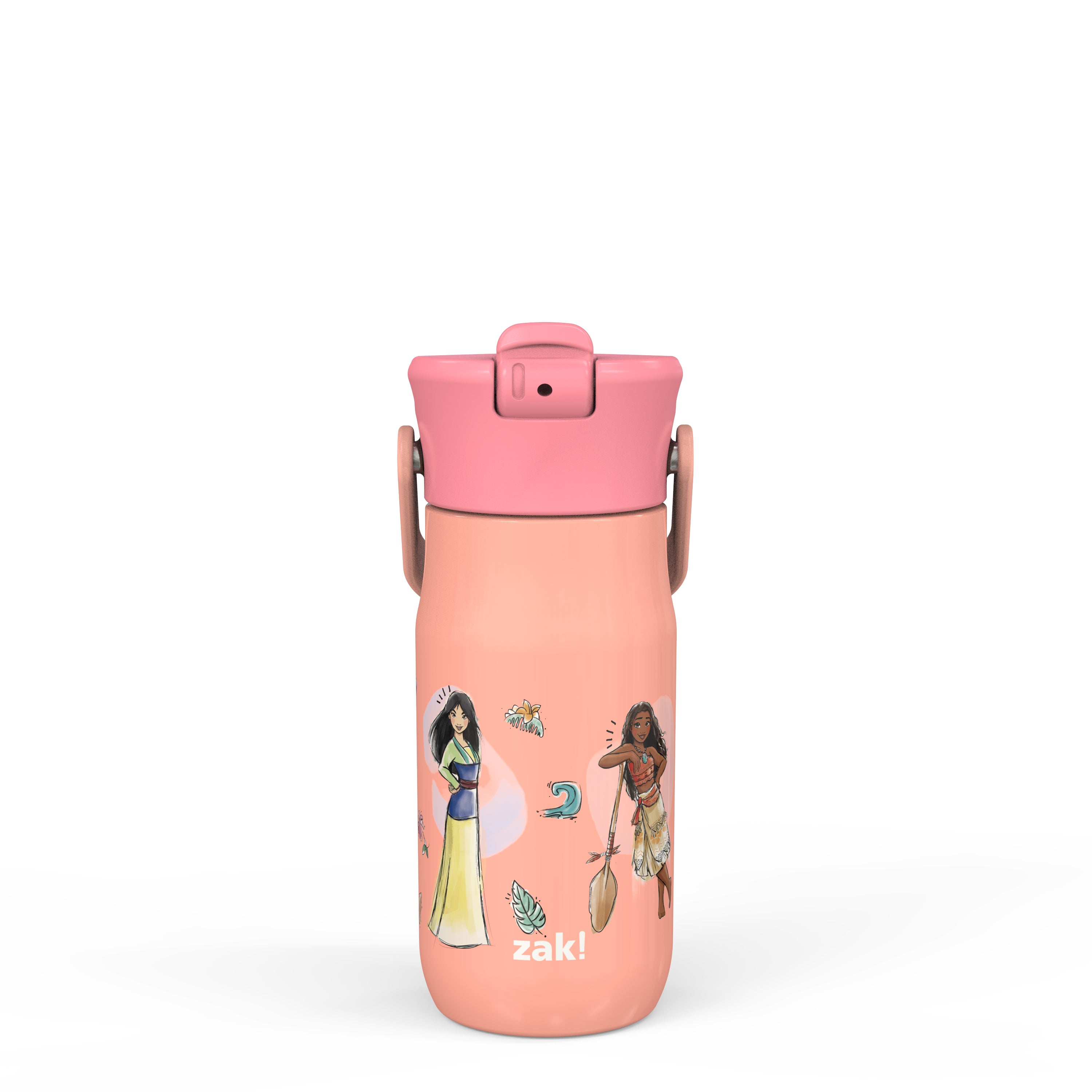 Disney Princess Harmony Recycled Stainless Steel Kids Water Bottle with Straw Spout, 14 ounces