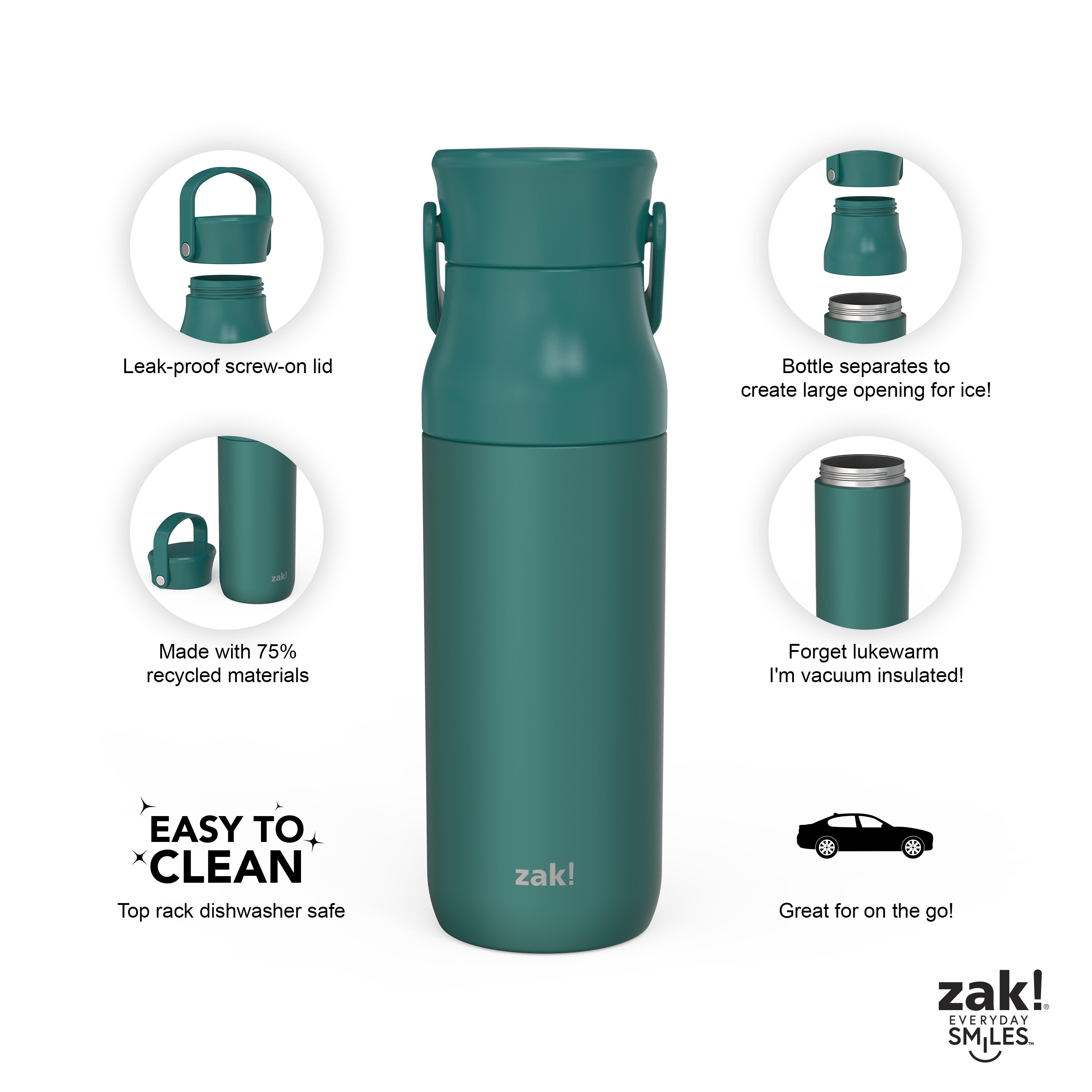Zak Designs 32oz Recycled Stainless Steel Vacuum Insulated Straw Water  Bottle - Ivory in 2023