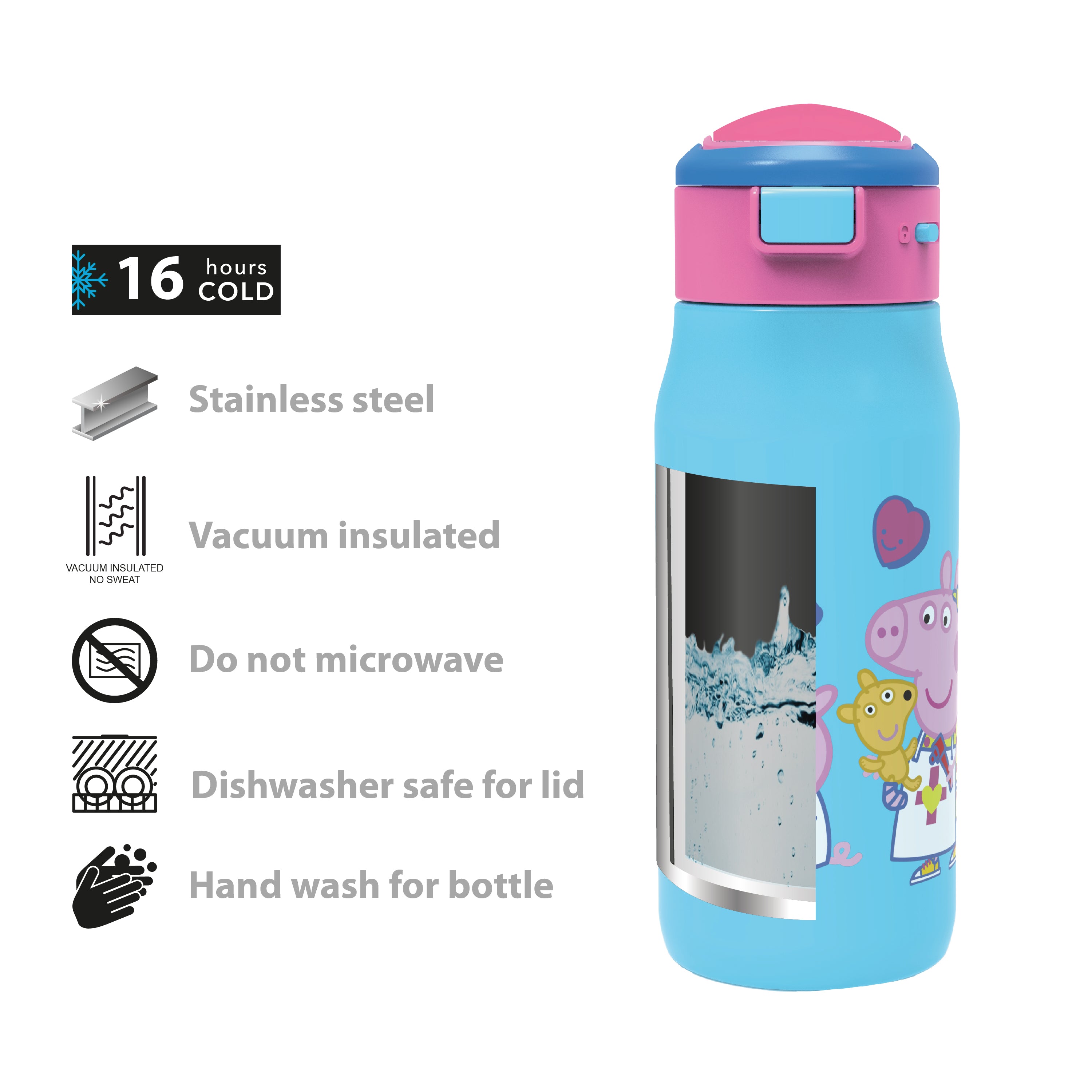 Peppa Pig Mesa Kids Stainless Steel Insulated Water Bottle with Silicone Spout