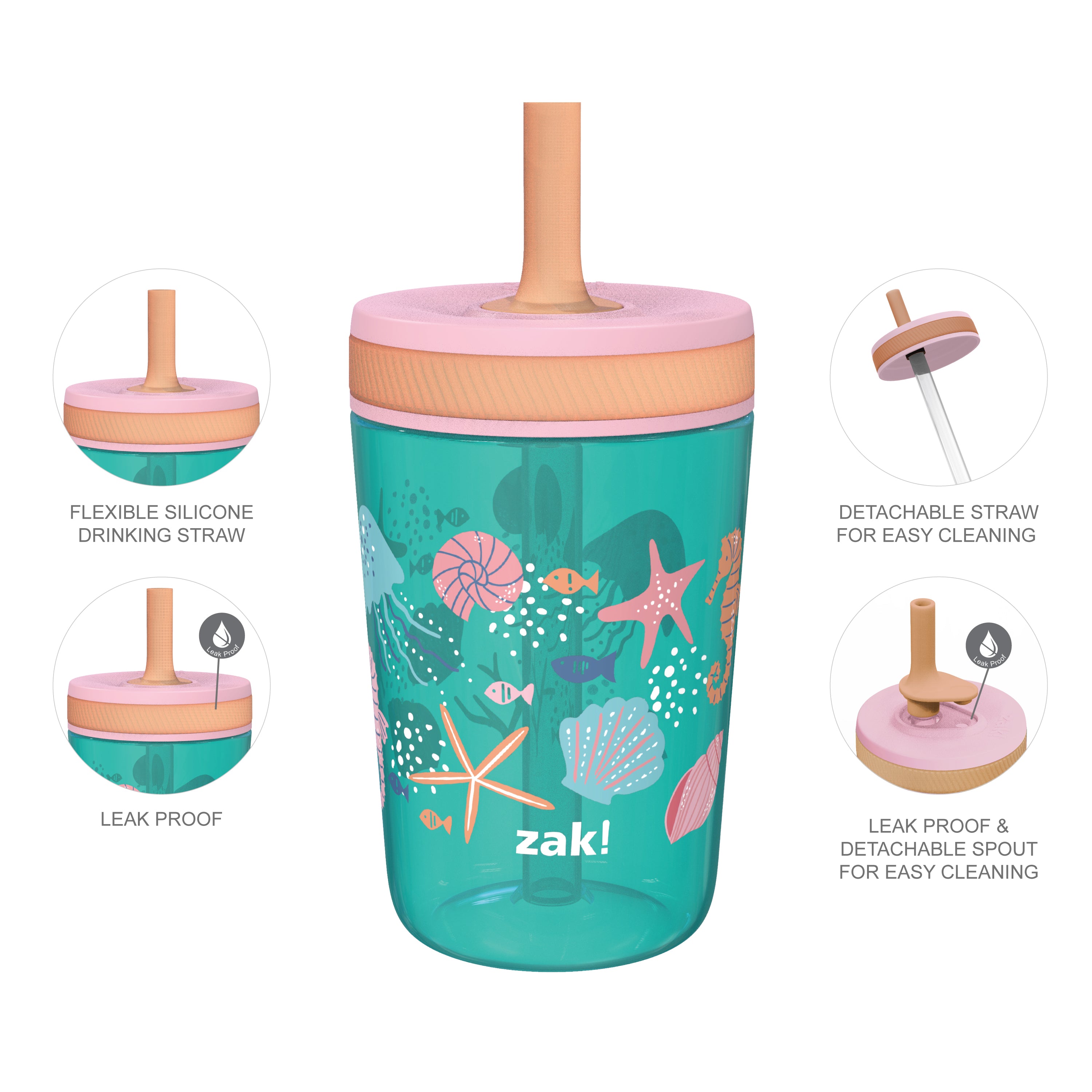 Sea Shells Kelso Kids Leak Proof Tumbler with Lid and Straw - 15