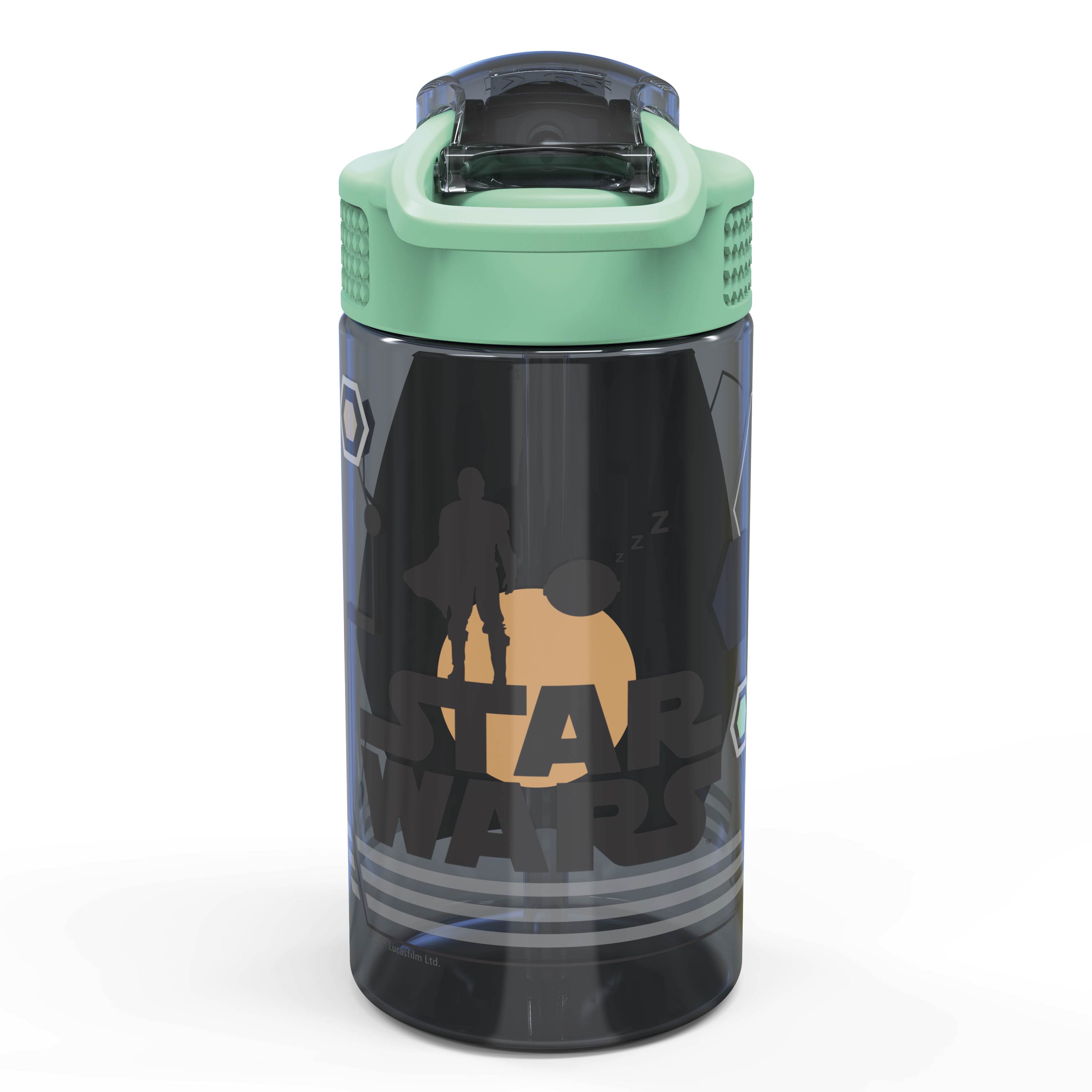Star Wars The Child Baby Yoda Kids Plastic Water Bottle with Leak Proof Lid and Spout - 2 Pack, 16 ounce