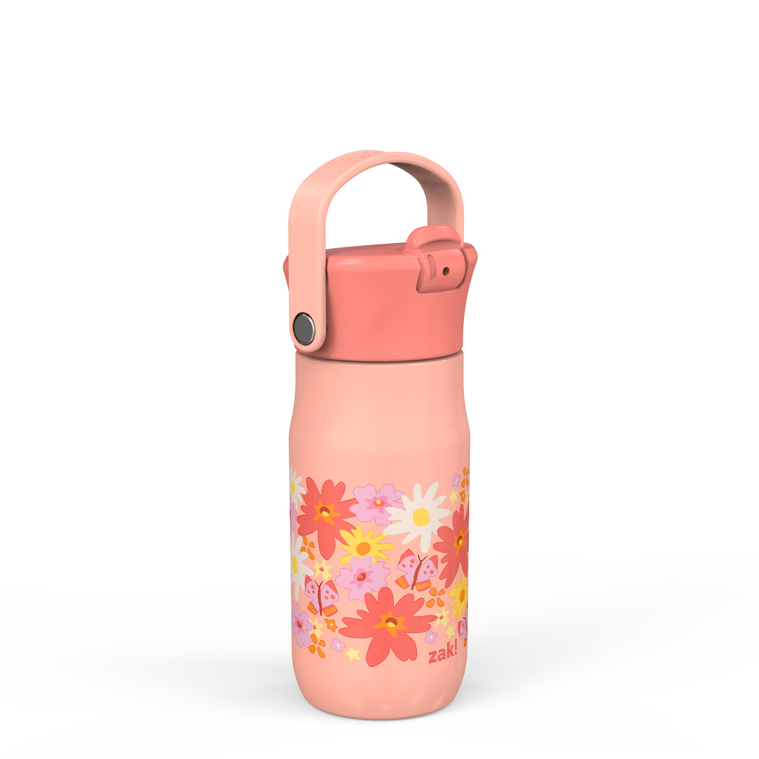 Flower Power Harmony Recycled Stainless Steel Kids Water Bottle with Straw Spout, 14 ounces