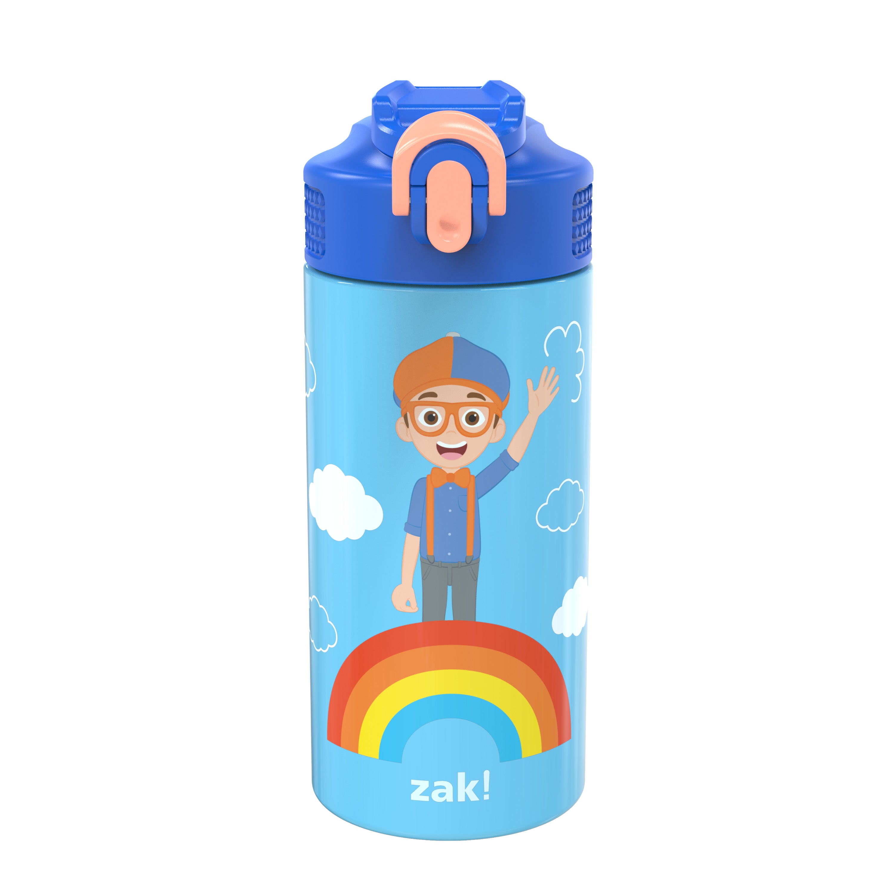 Blippi Kids Stainless Steel Leak Proof Water Bottle with Push Button Lid and Spout