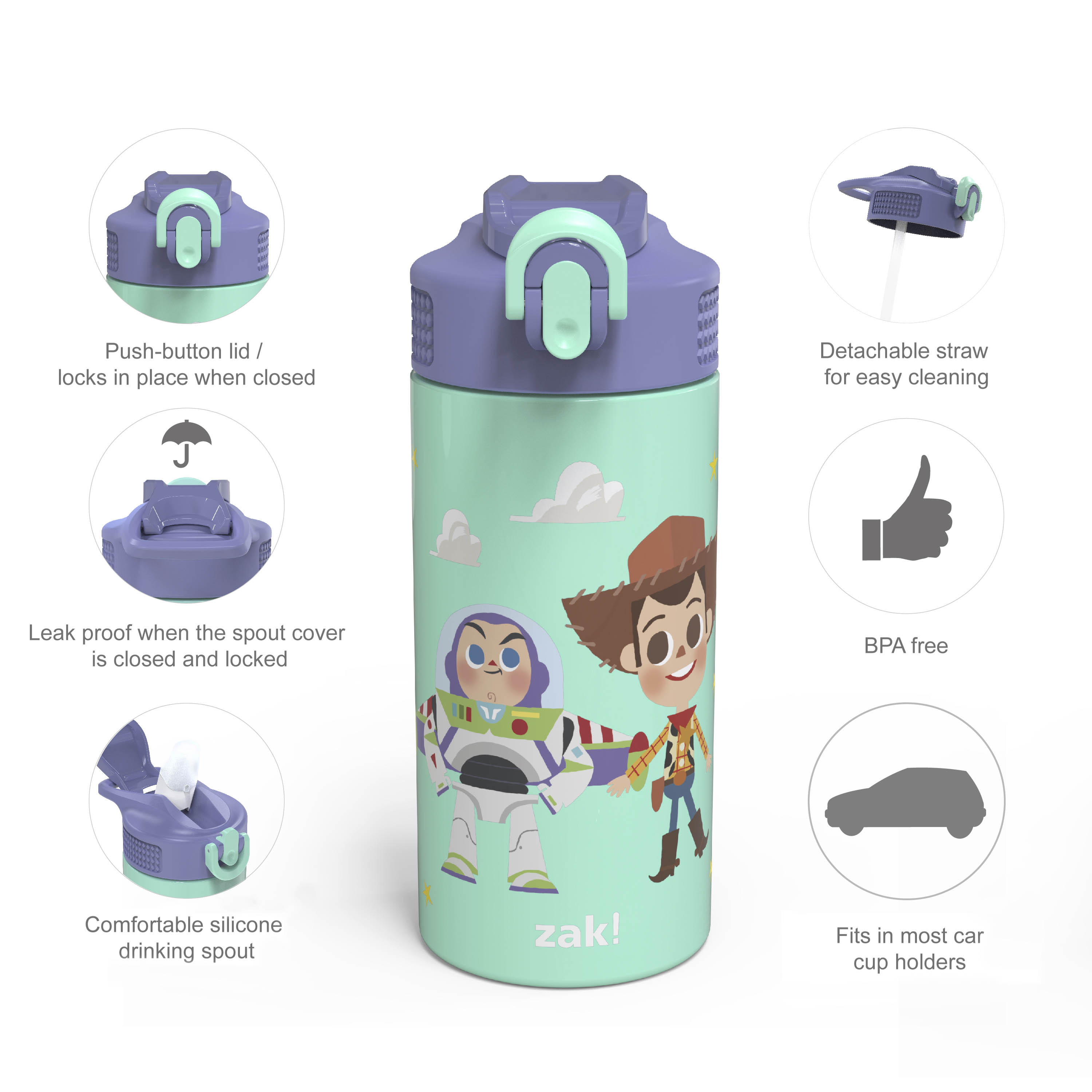 Disney Toy Story Plastic Water Bottle Green 15 oz