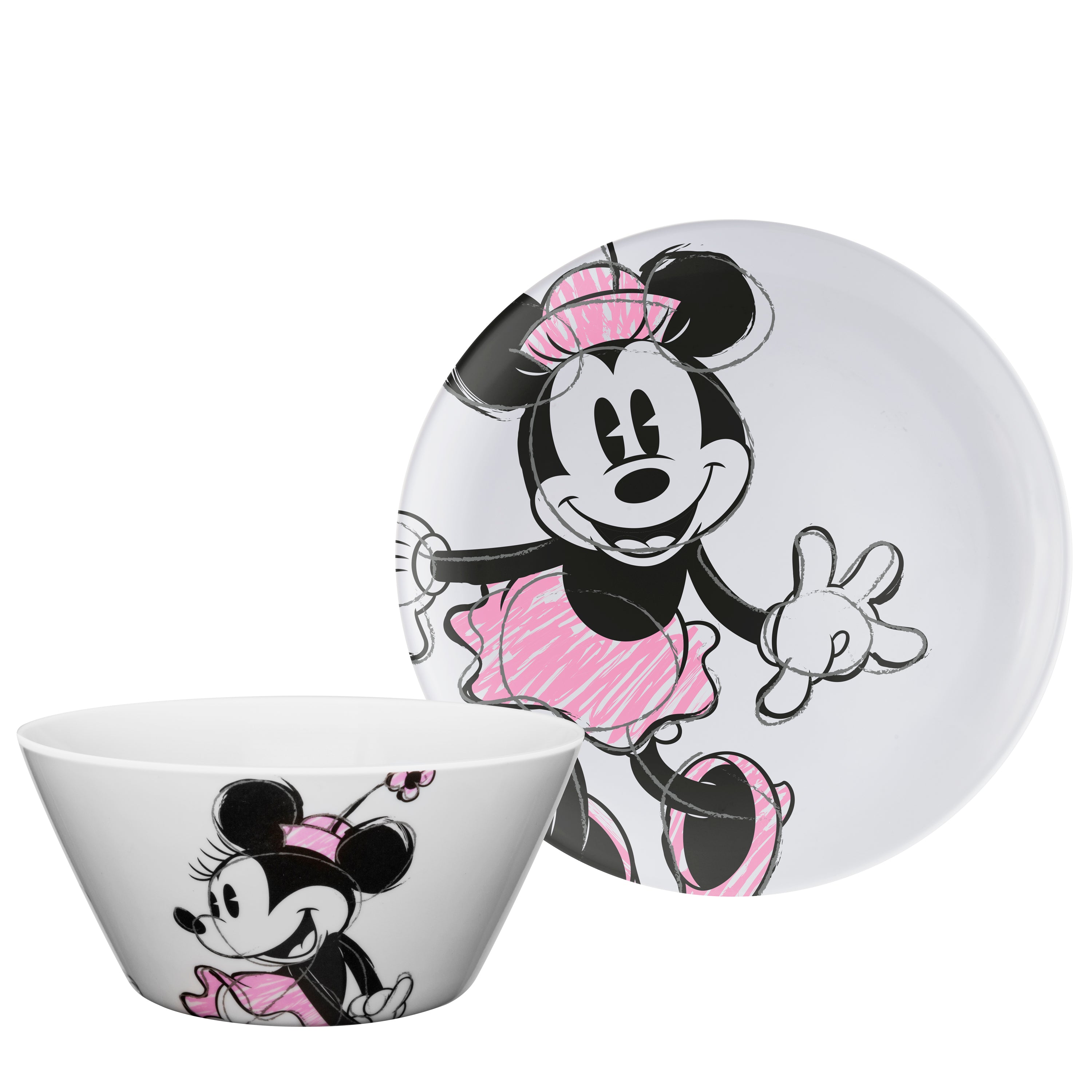 Disney Minnie Mouse Melamine Kids Plate and Bowl Set