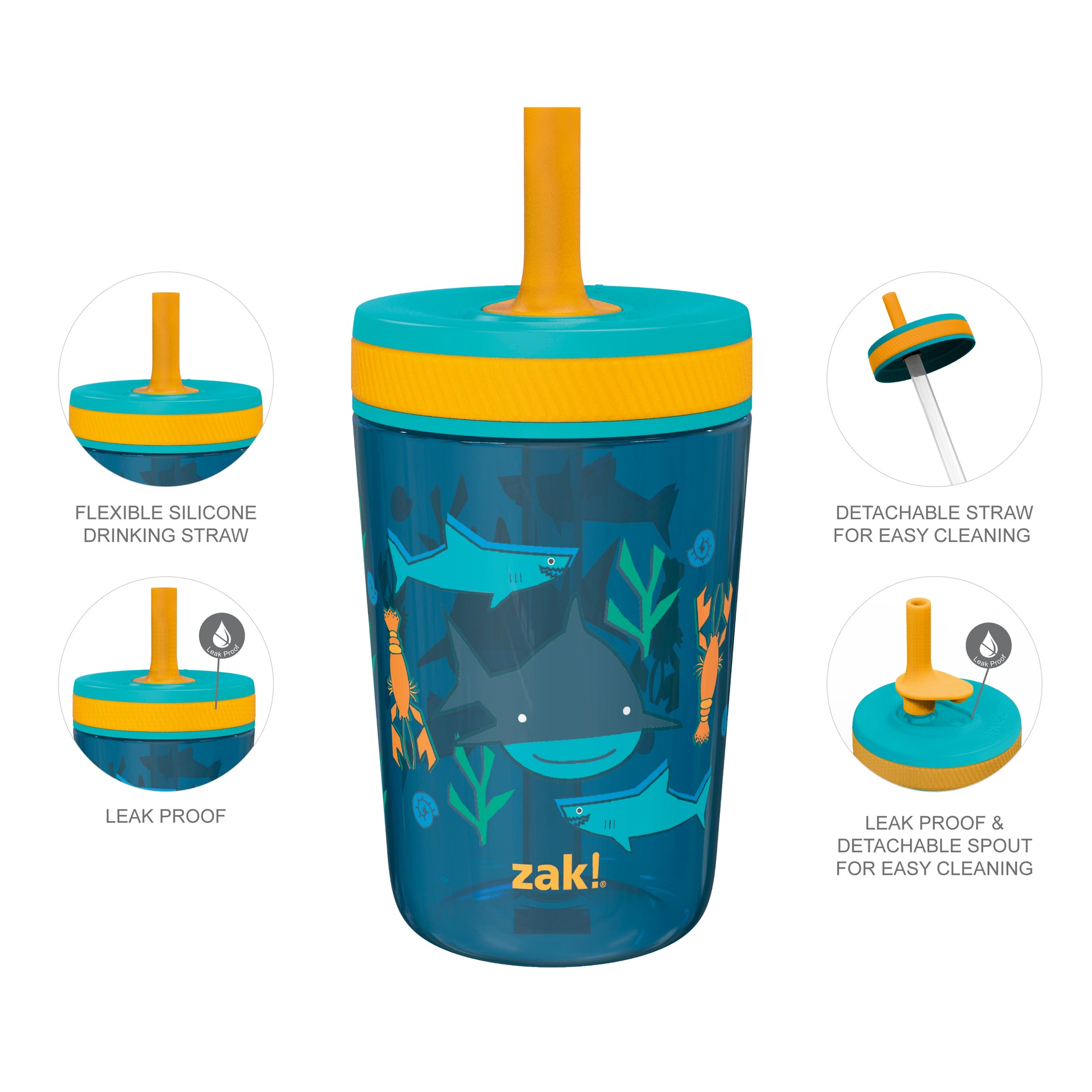 Underwater Ocean Kelso Kids Leak Proof Tumbler with Lid and Straw - 15 Ounces – zak