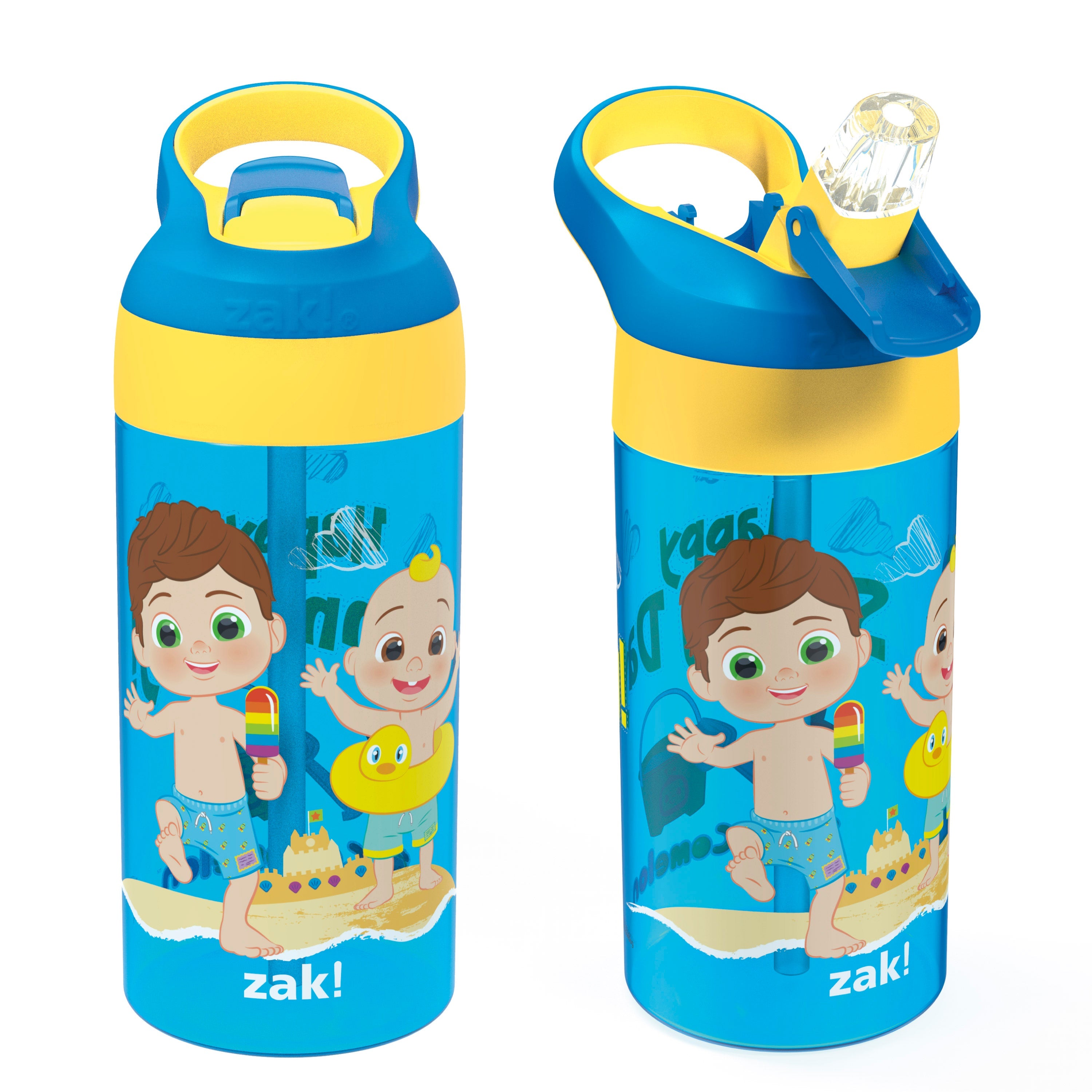 CoComelon Kids Leak Proof Water Bottle with Push Button Lid and Spout