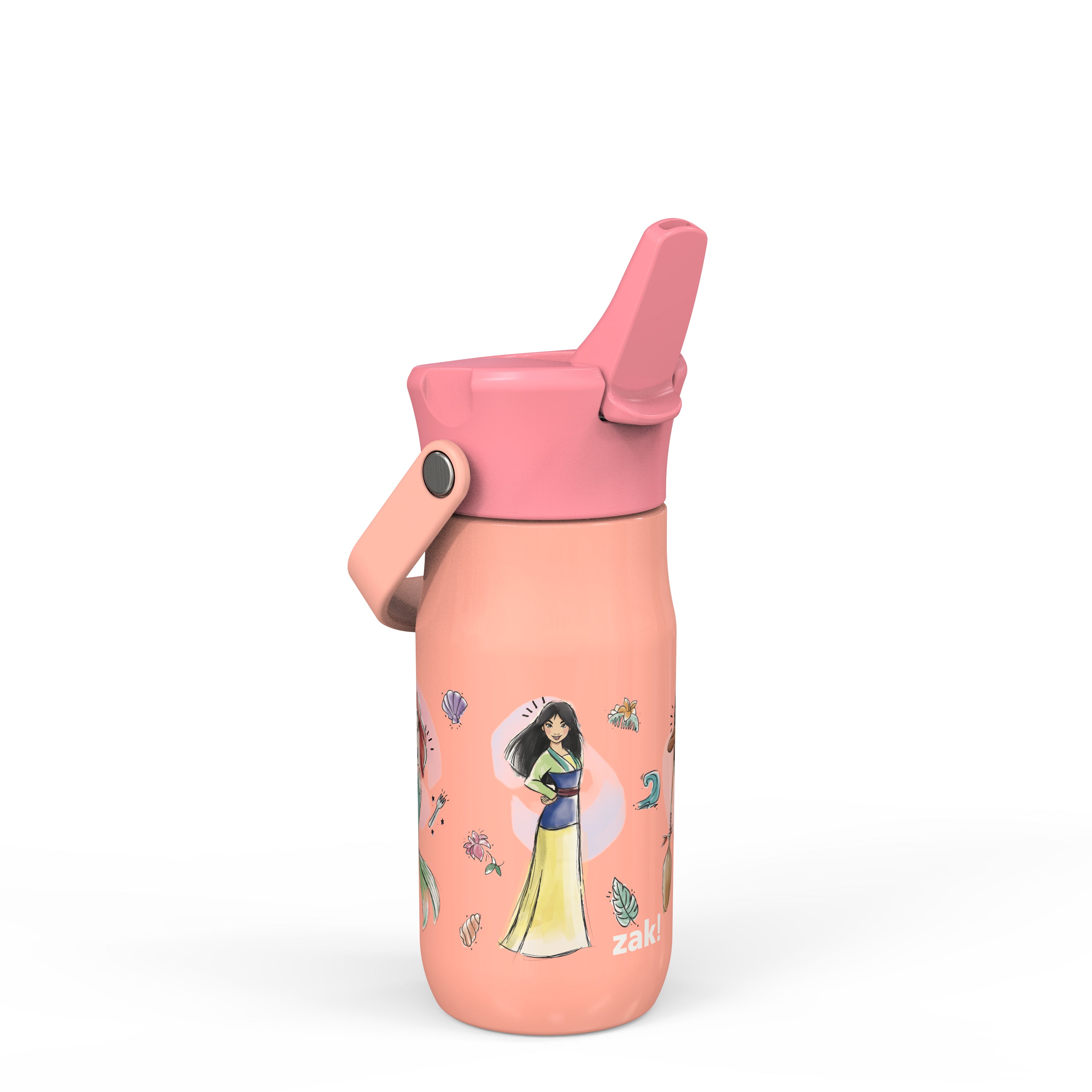 Disney Princess Harmony Recycled Stainless Steel Kids Water Bottle with Straw Spout, 14 ounces