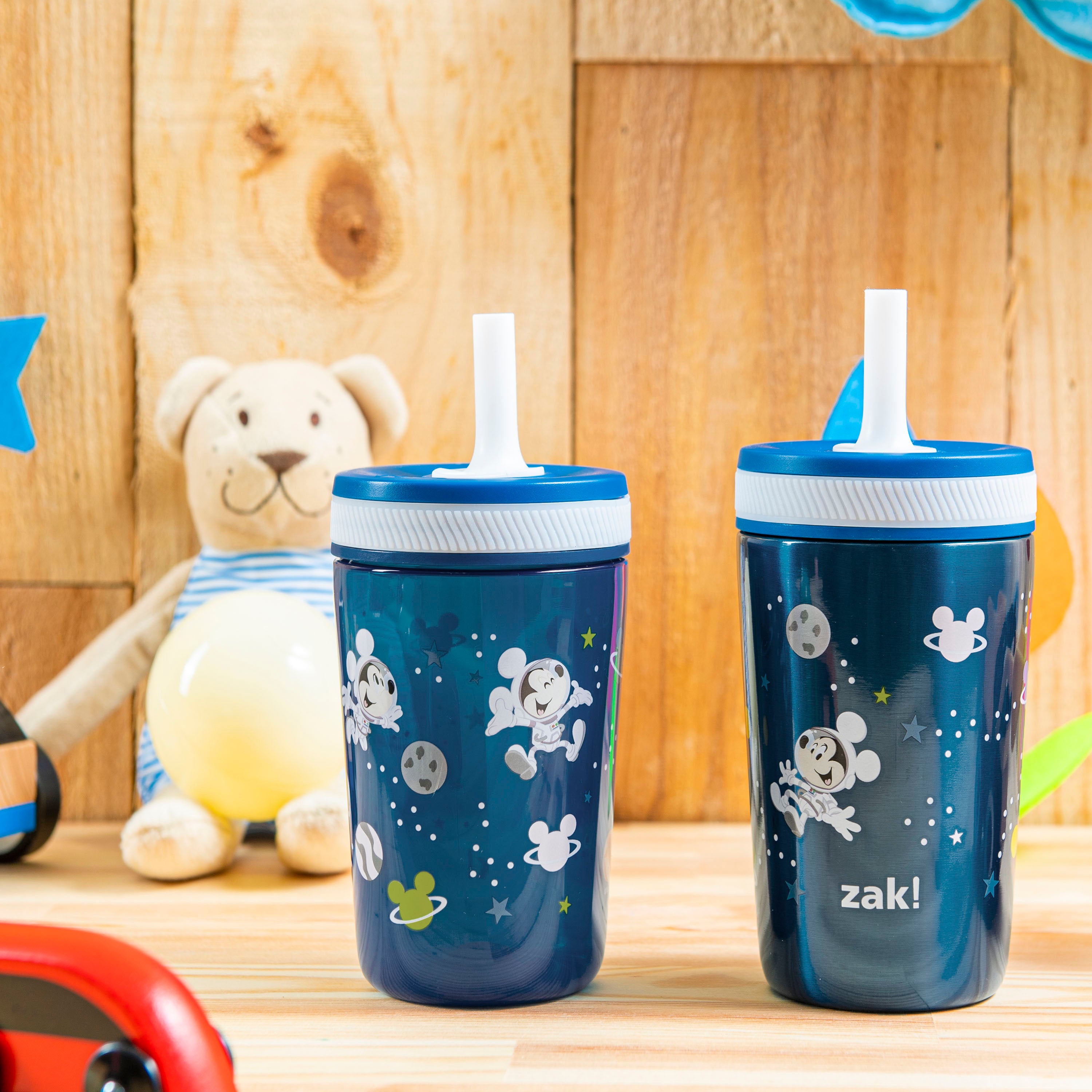 Zak Designs 3pc Kelso Straw Tumbler Set, 12oz Stainless Steel and 15oz  Plastic, 2 Cups and 1 Bonus Straw, Leakproof and Perfect for Kids, Dino  Camo 