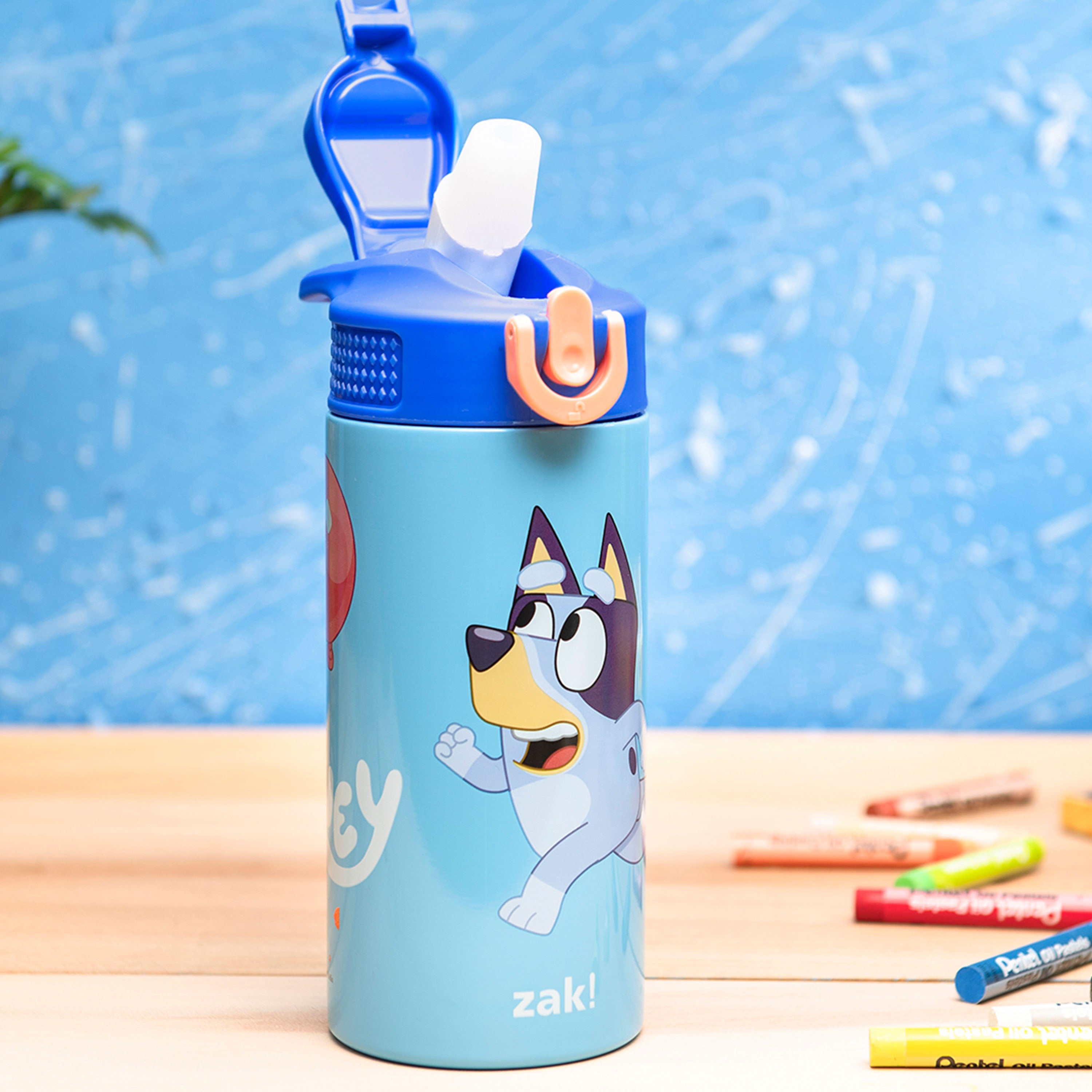 Bluey Kids Stainless Steel Leak Proof Water Bottle with Push Button Lid and Spout