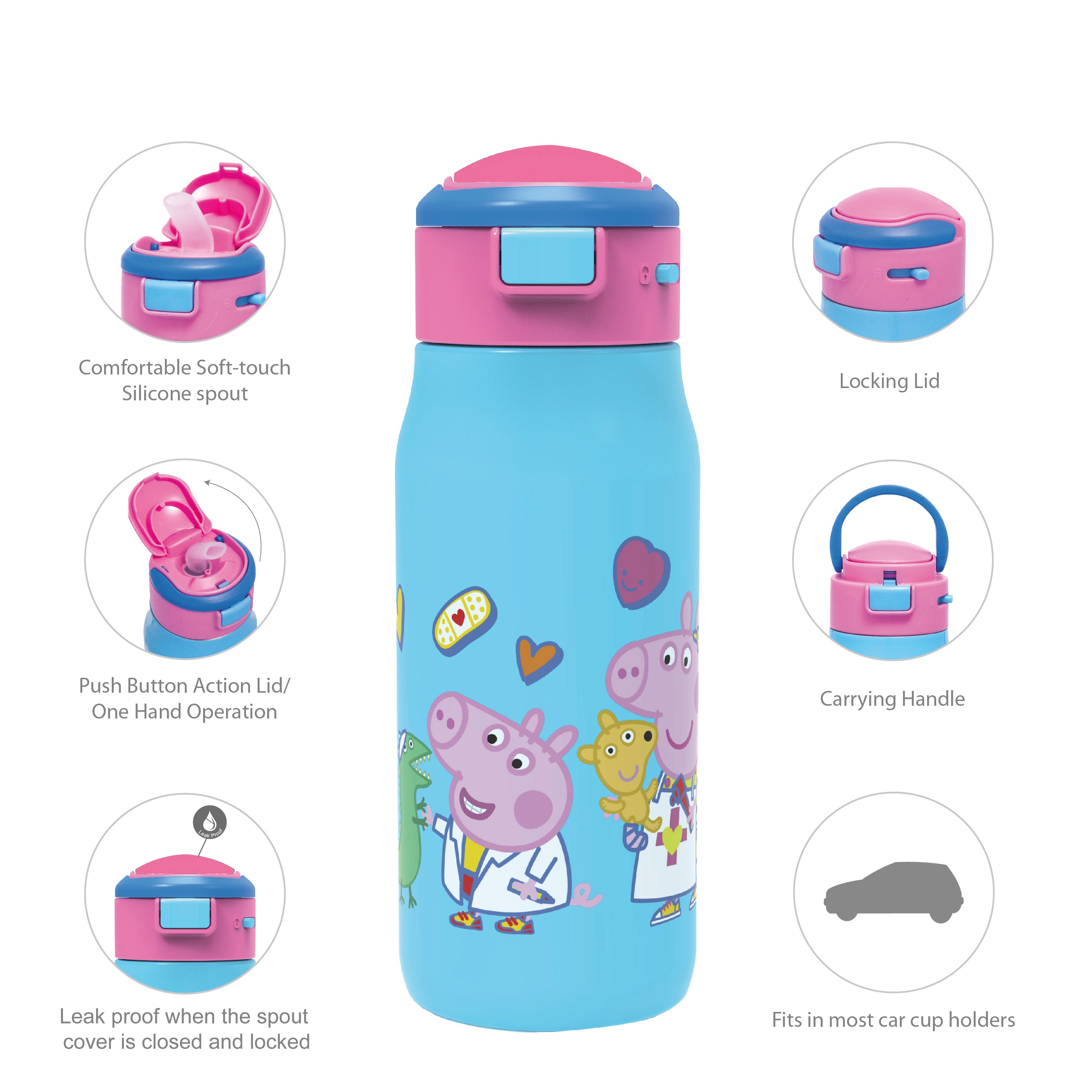 Peppa Pig Mesa Kids Stainless Steel Insulated Water Bottle with Silicone Spout