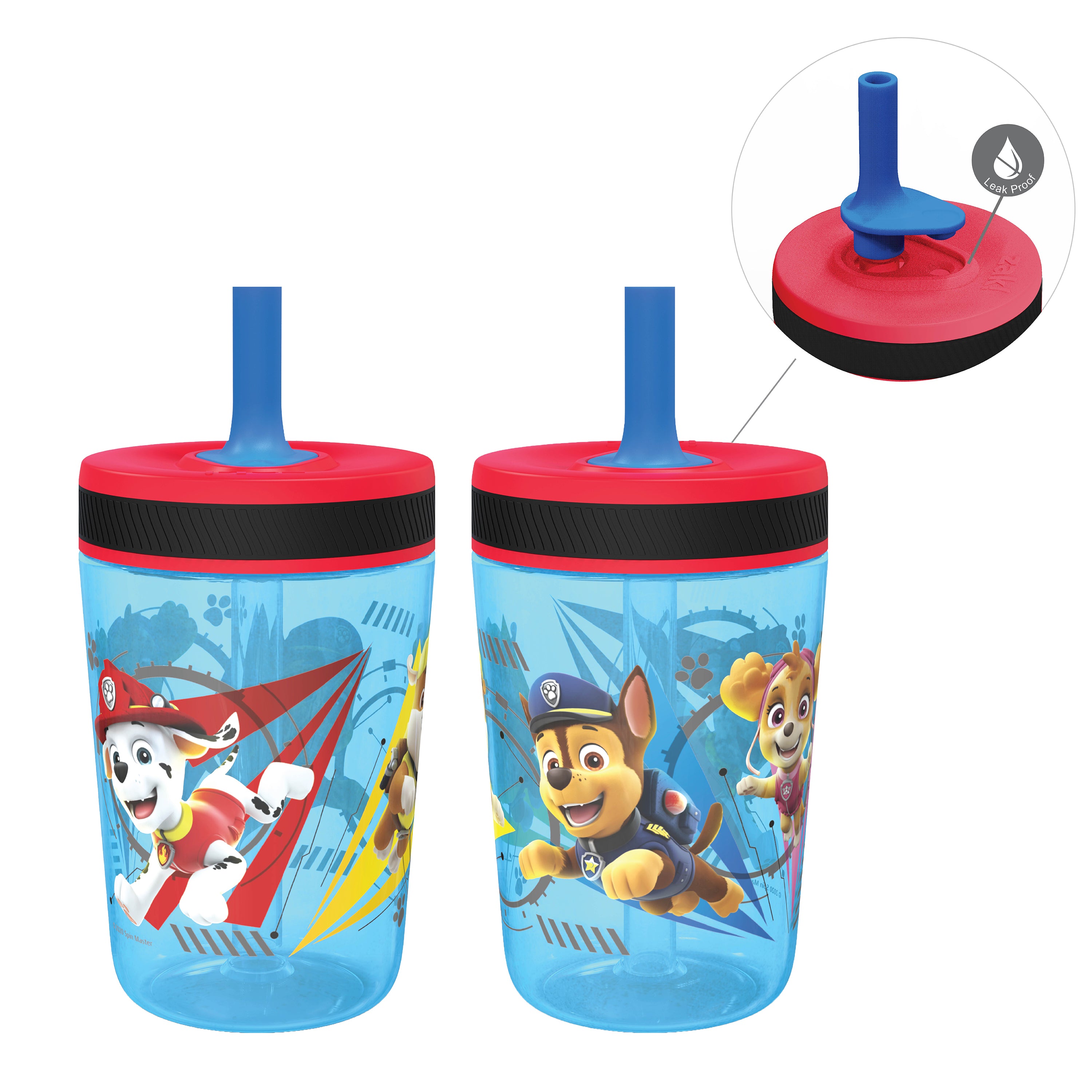 Zak Designs Kelso Tumbler 15 oz Set (Paw Patrol - Chase & Marshall 2pc Set) Toddlers Cups Non-BPA Leak-Proof Screw-On Lid with Straw Made of Durable